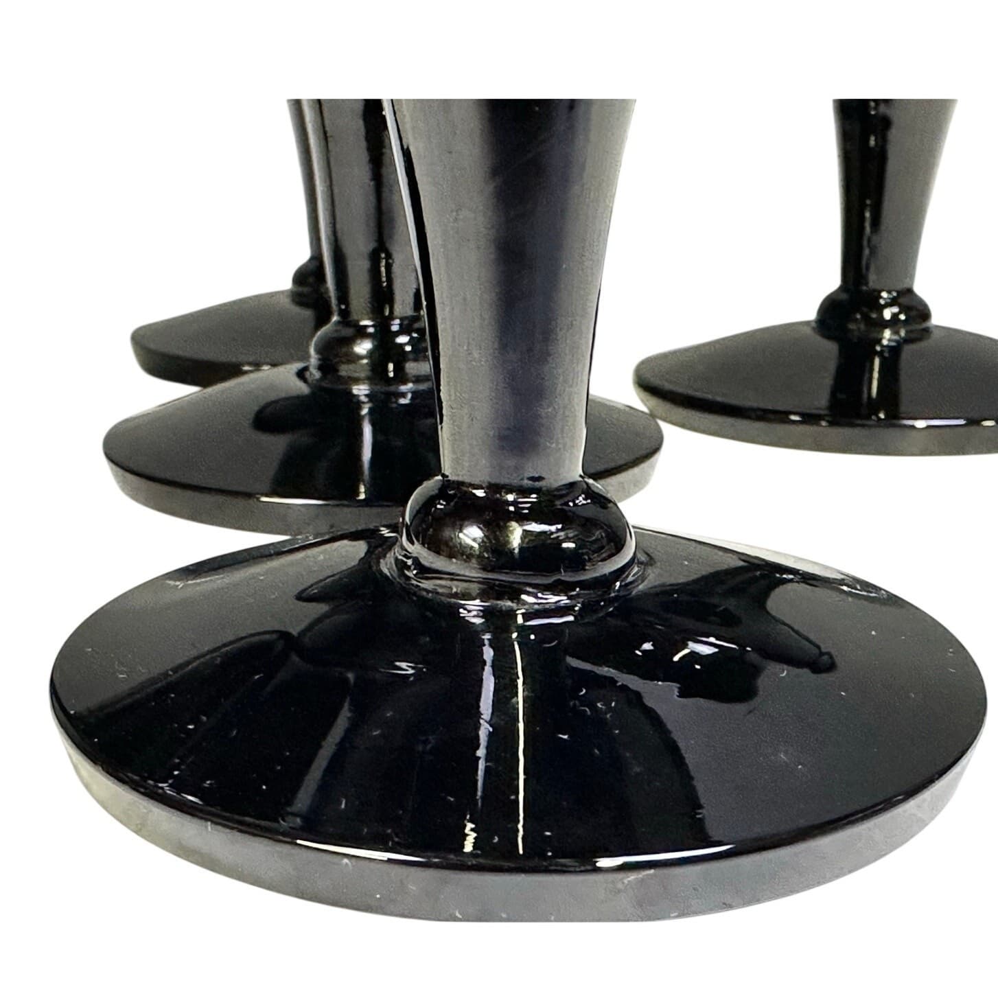 Seneca Retired 1971-1983 'Fashionables Black' 5-3/8” MCM Wine Glasses-Set of 5 - Thumbnail 4