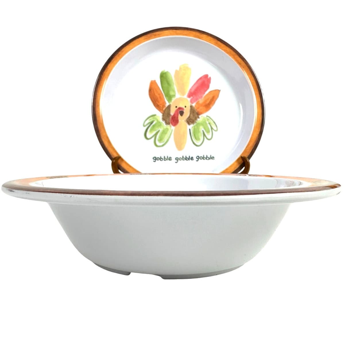 Pottery Barn Kids "Gobble Gobble Gobble" 3-PC Place Setting-Plate/Glass/Bowl! - Thumbnail 4