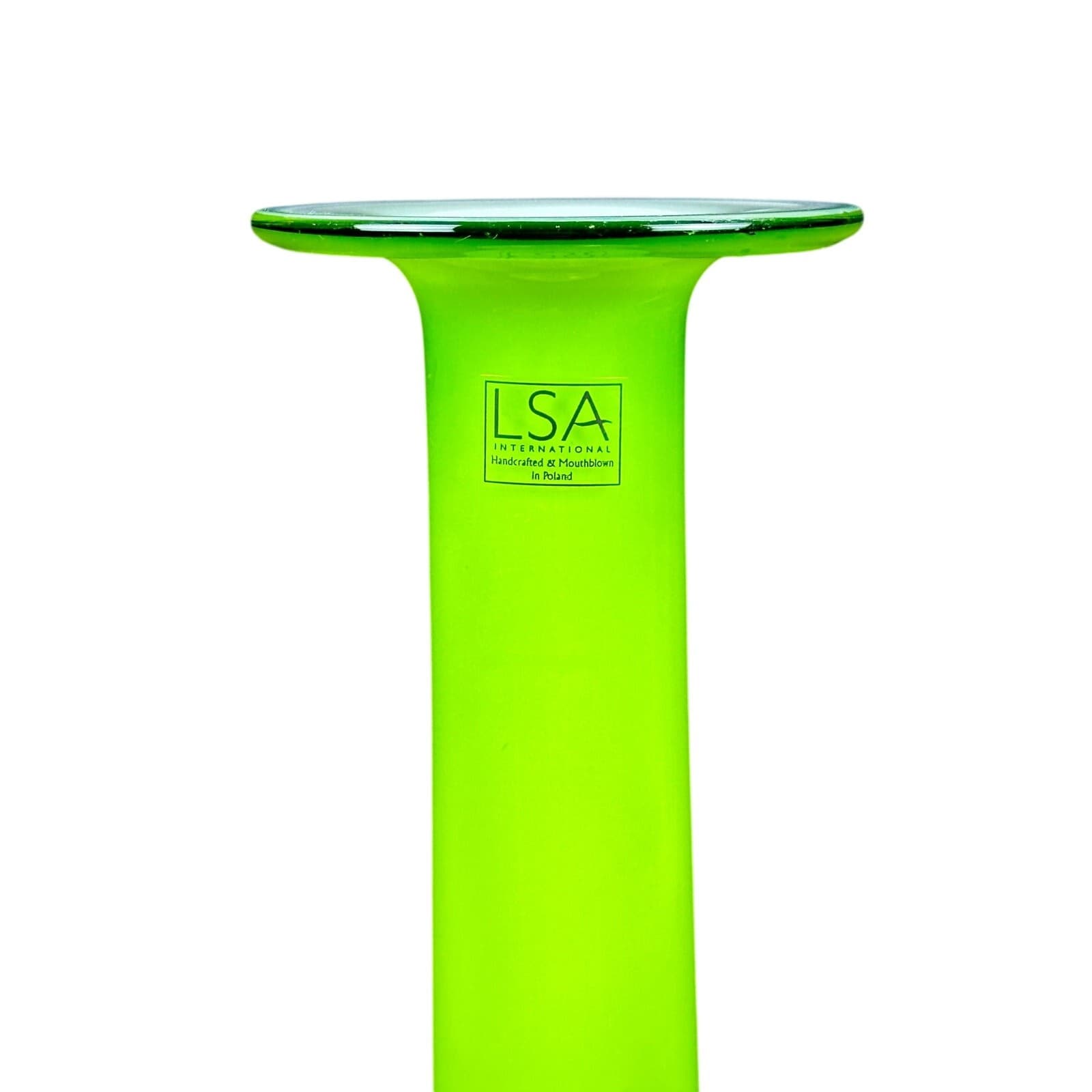 LSA Handblown 12.5" Tall Lime Green & White Vase Poland - Thumbnail 5