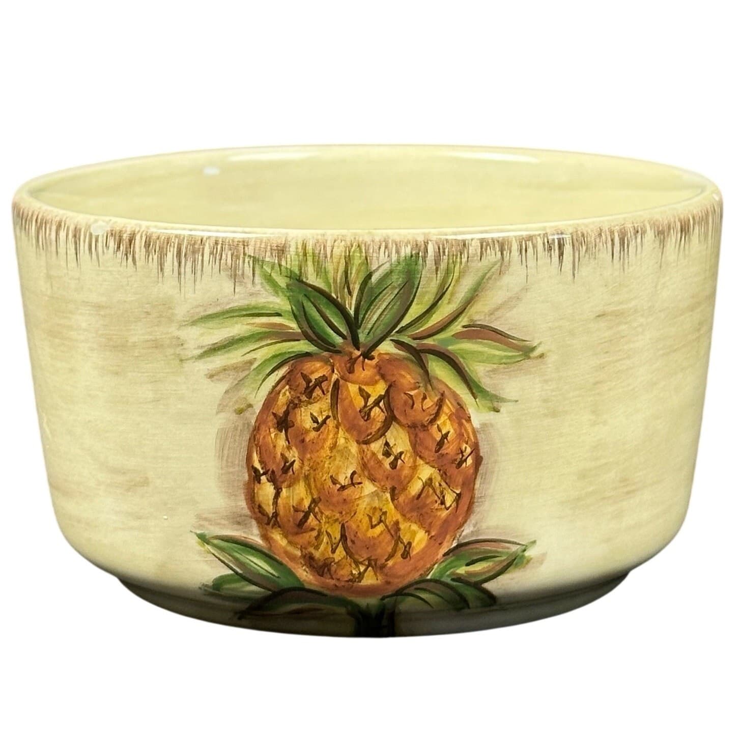 Table Tops Unlimited Tropical Pineapple Hand Painted 4.75" Collection Bowl