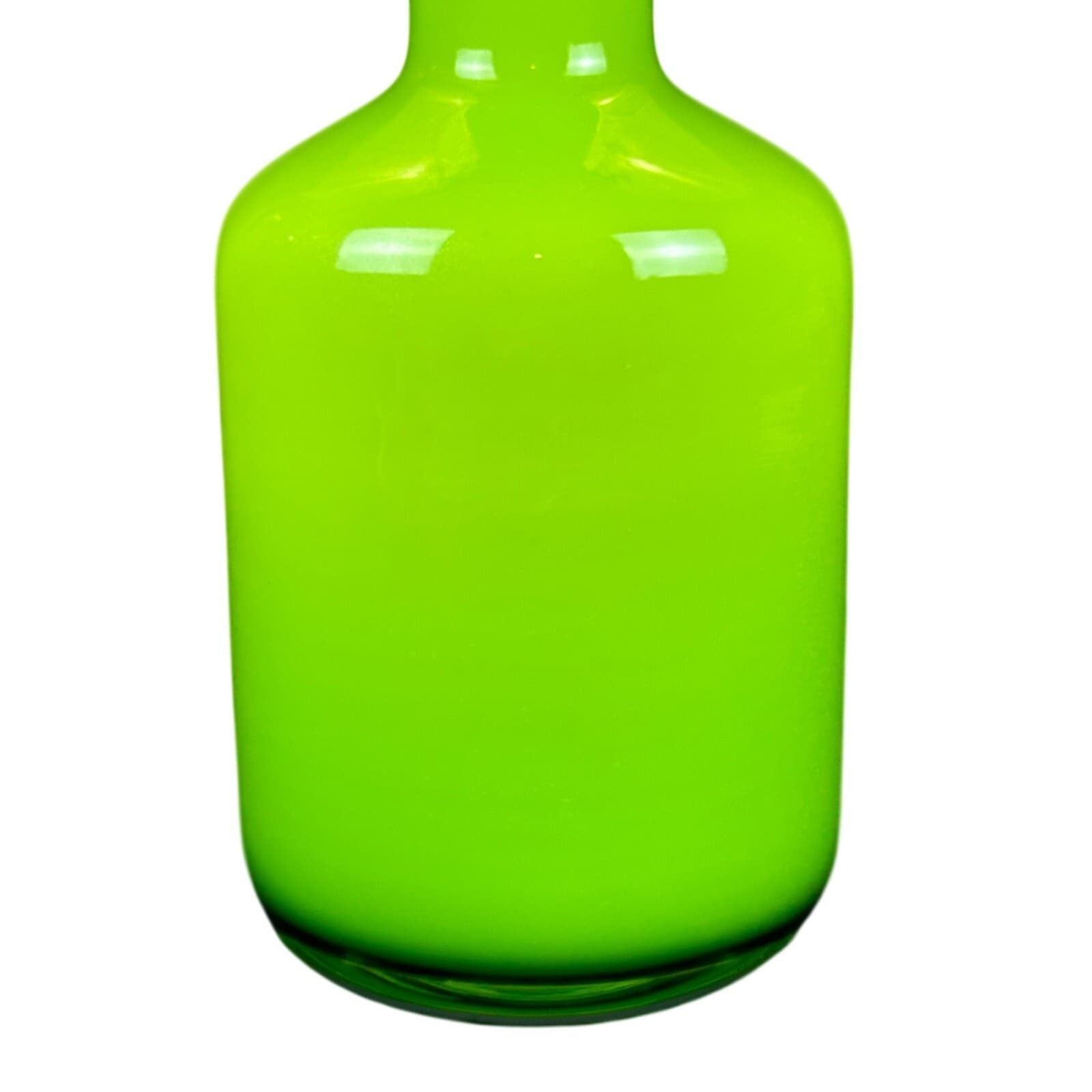 LSA Handblown 12.5" Tall Lime Green & White Vase Poland - Thumbnail 4