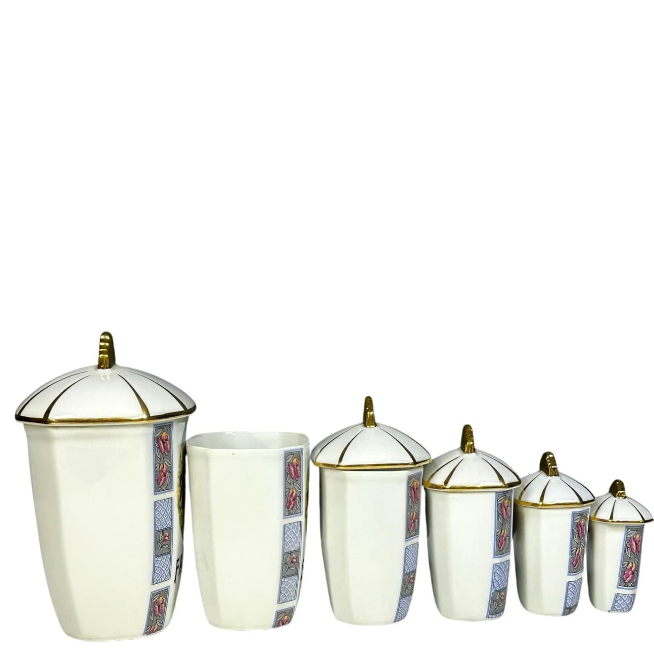 Antique Extremely Rare Limoges French Porcelain Hand Painted Canisters-Set of 6 - Thumbnail 10