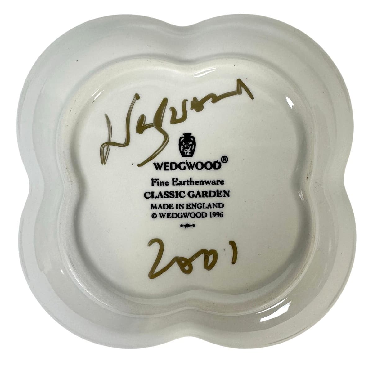 Wedgwood 1996 White Earthenware England Signed Jewelry Trinket Tray-NEW in Box - Thumbnail 2