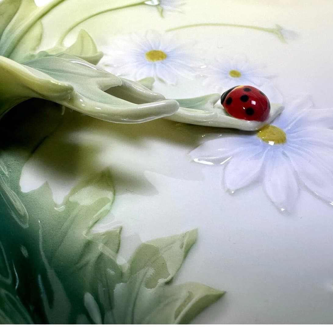 Franz Porcelain Ladybug Design Sculptured Porcelain FZ00594 Dessert Plate Tray - Thumbnail 3