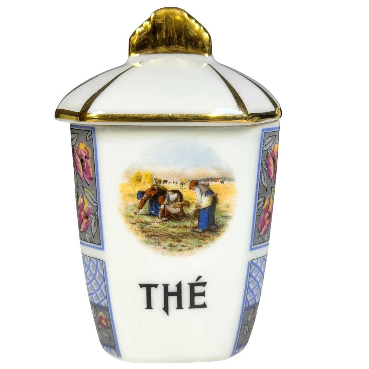 Antique Extremely Rare Limoges French Porcelain Hand Painted Canisters-Set of 6 - Thumbnail 5