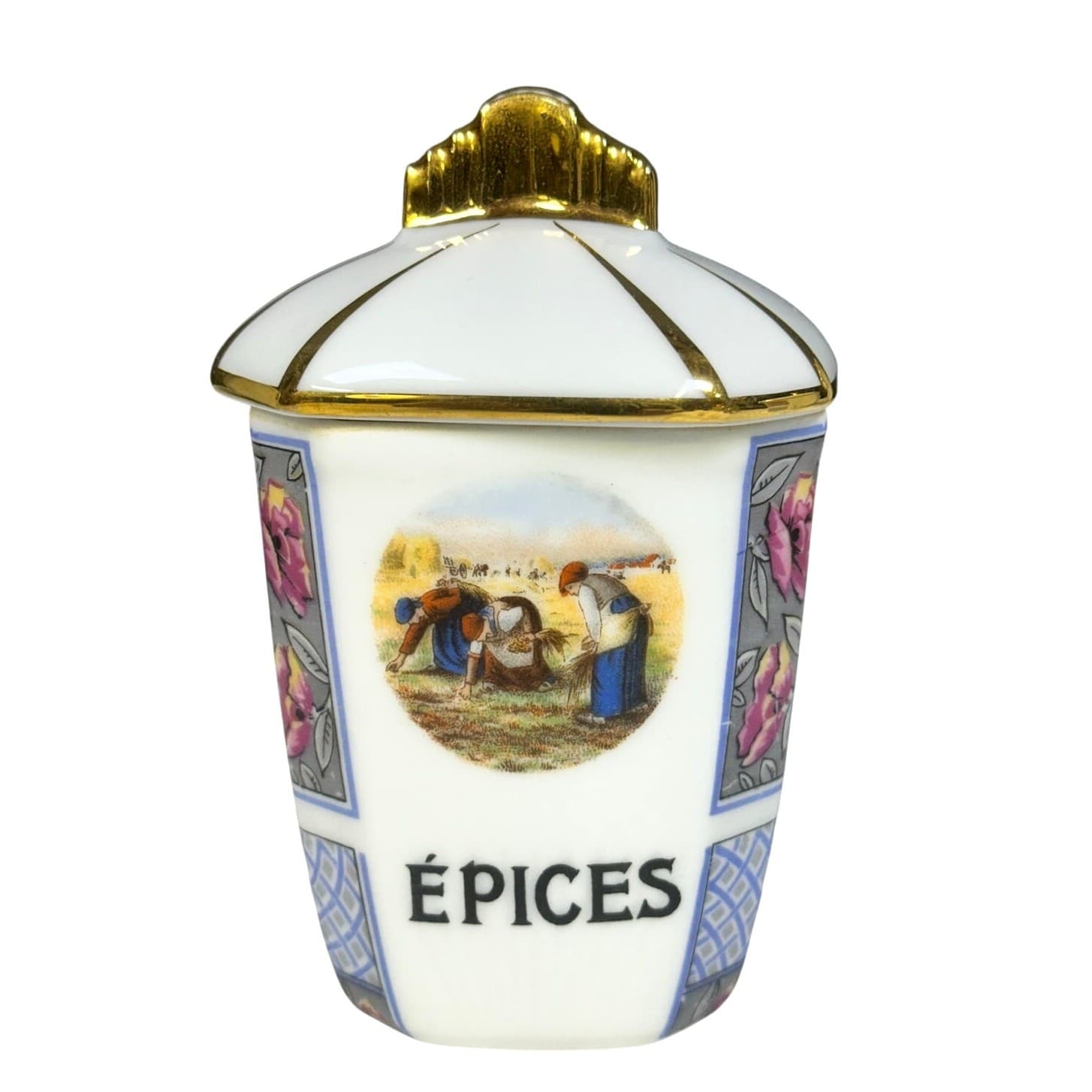 Antique Extremely Rare Limoges French Porcelain Hand Painted Canisters-Set of 6 - Thumbnail 6