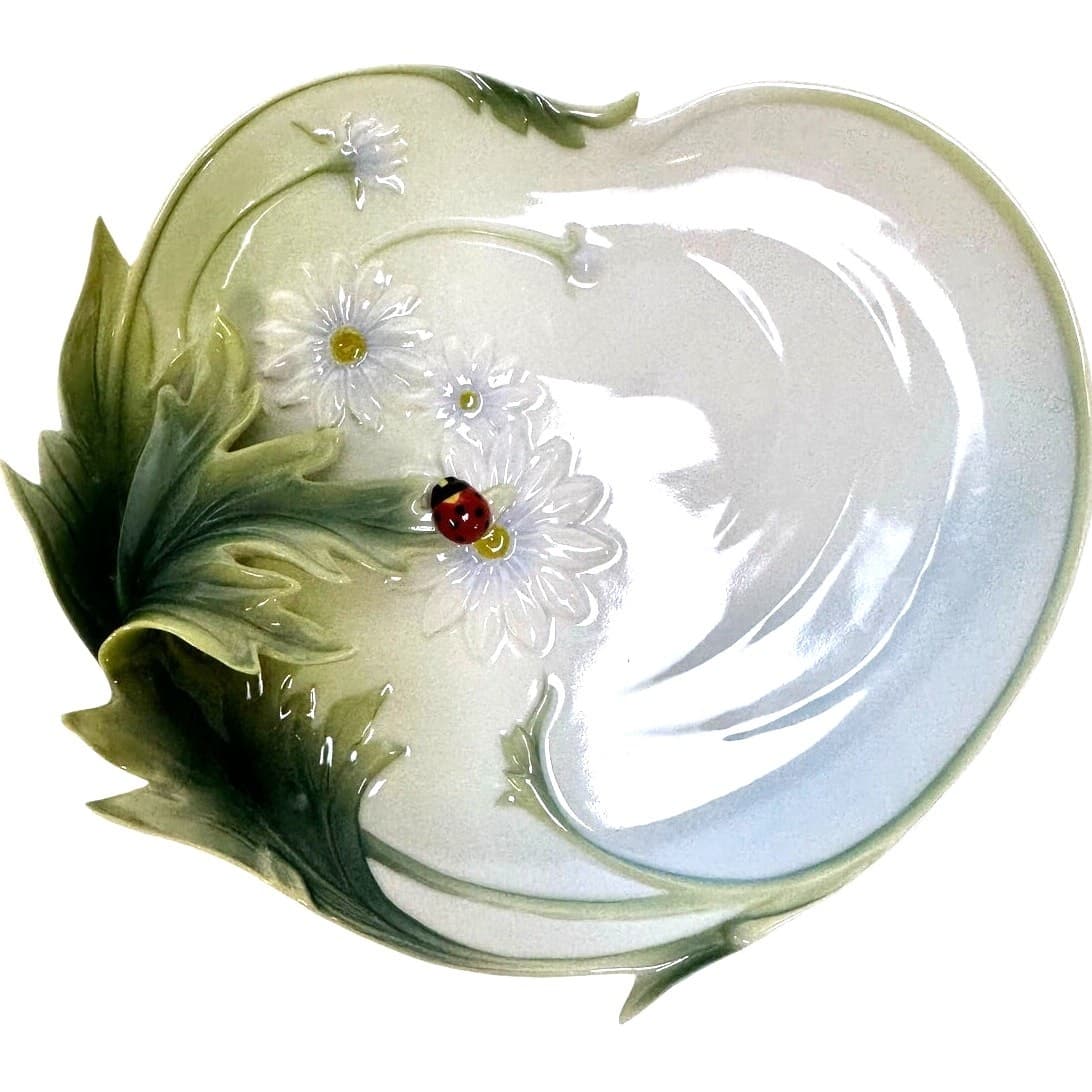 Franz Porcelain Ladybug Design Sculptured Porcelain FZ00594 Dessert Plate Tray