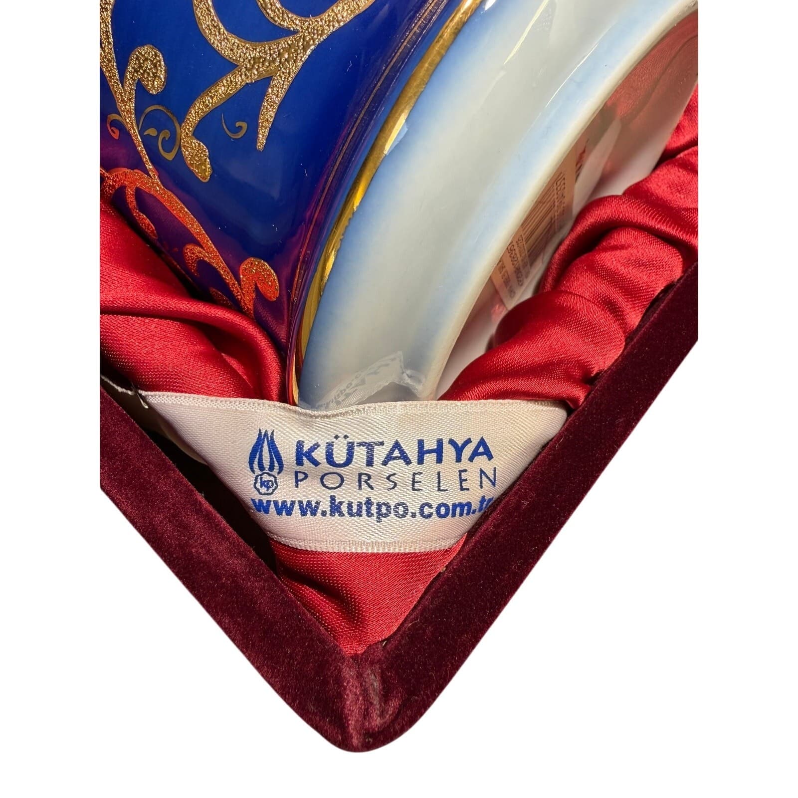 Kutahya Porselen Turkish Hookah Nargile Set Blue Gold Porcelain w/ Case 2003 - Thumbnail 8