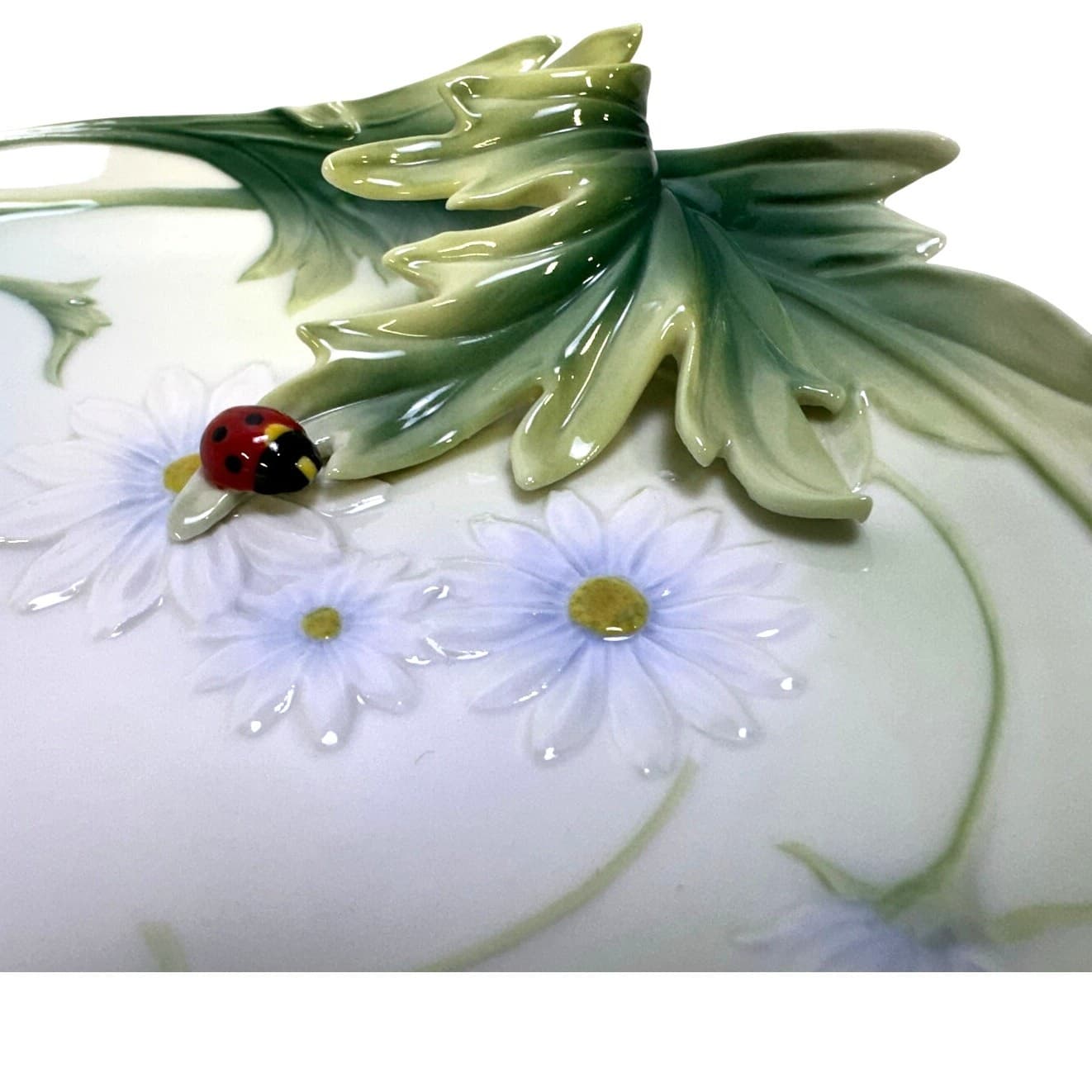 Franz Porcelain Ladybug Design Sculptured Porcelain FZ00594 Dessert Plate Tray - Thumbnail 2