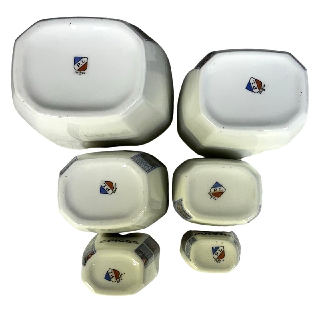 Antique Extremely Rare Limoges French Porcelain Hand Painted Canisters-Set of 6 - Thumbnail 14