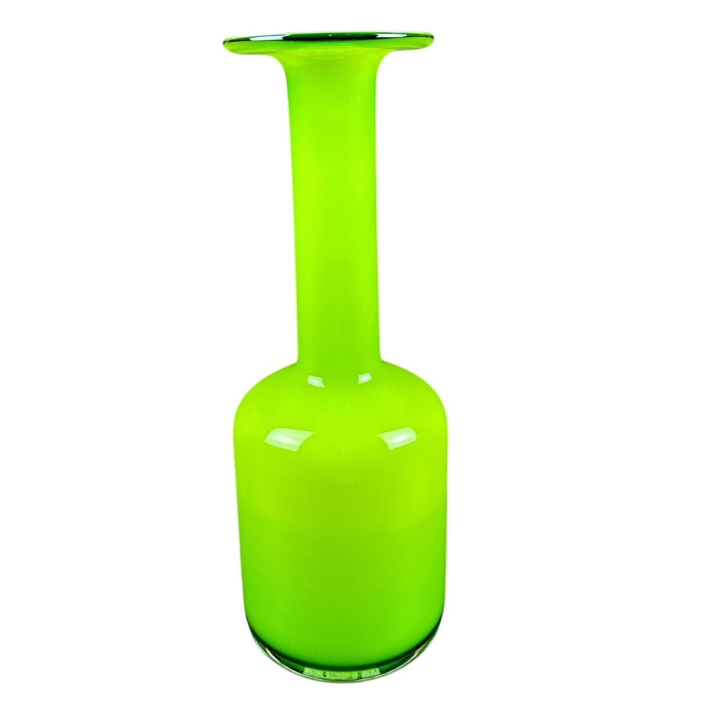 LSA Handblown 12.5" Tall Lime Green & White Vase Poland - Thumbnail 6