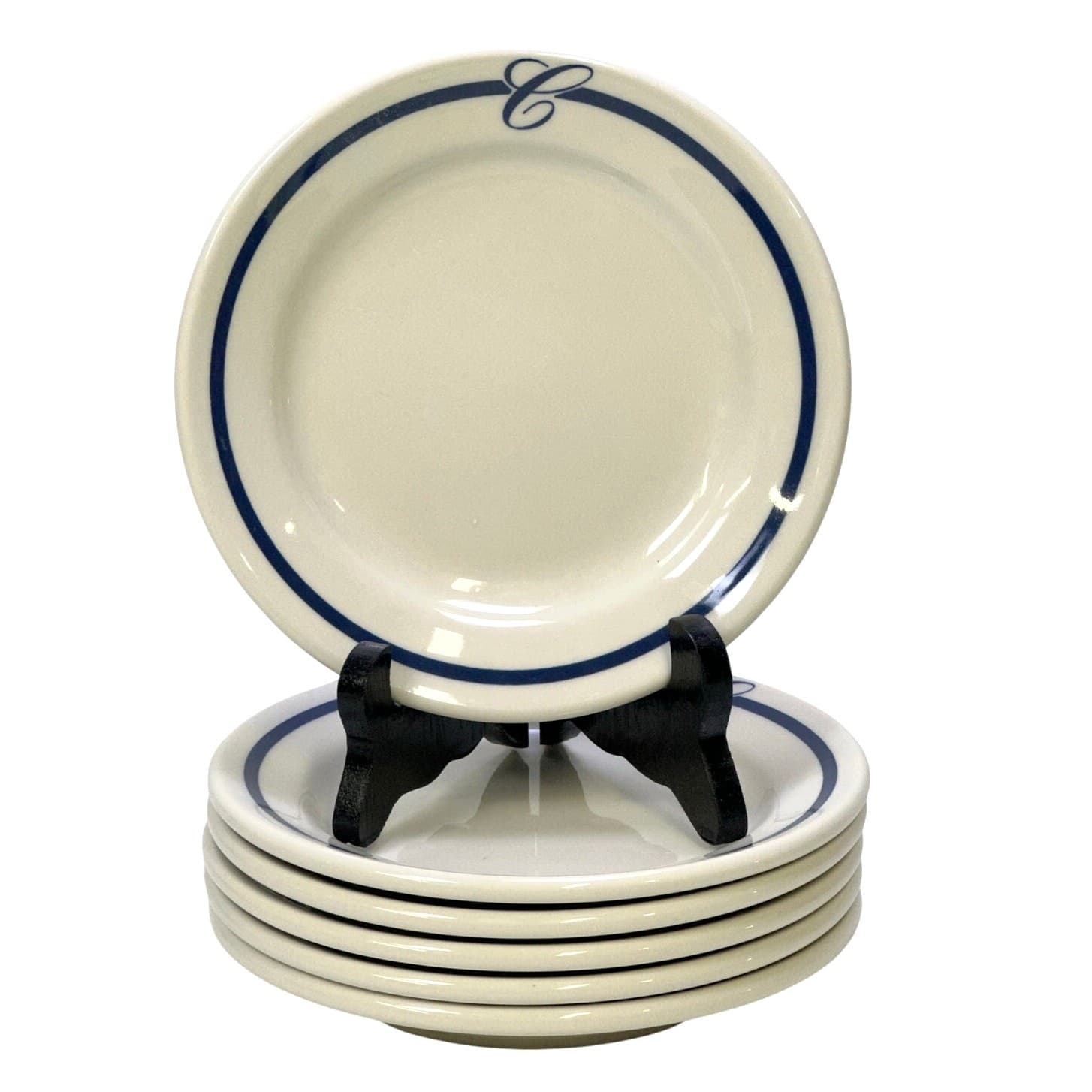 Homer Laughlin USA Vintage 6.25" Bread & Butter Plate 'C' Monogram-Set of 6
