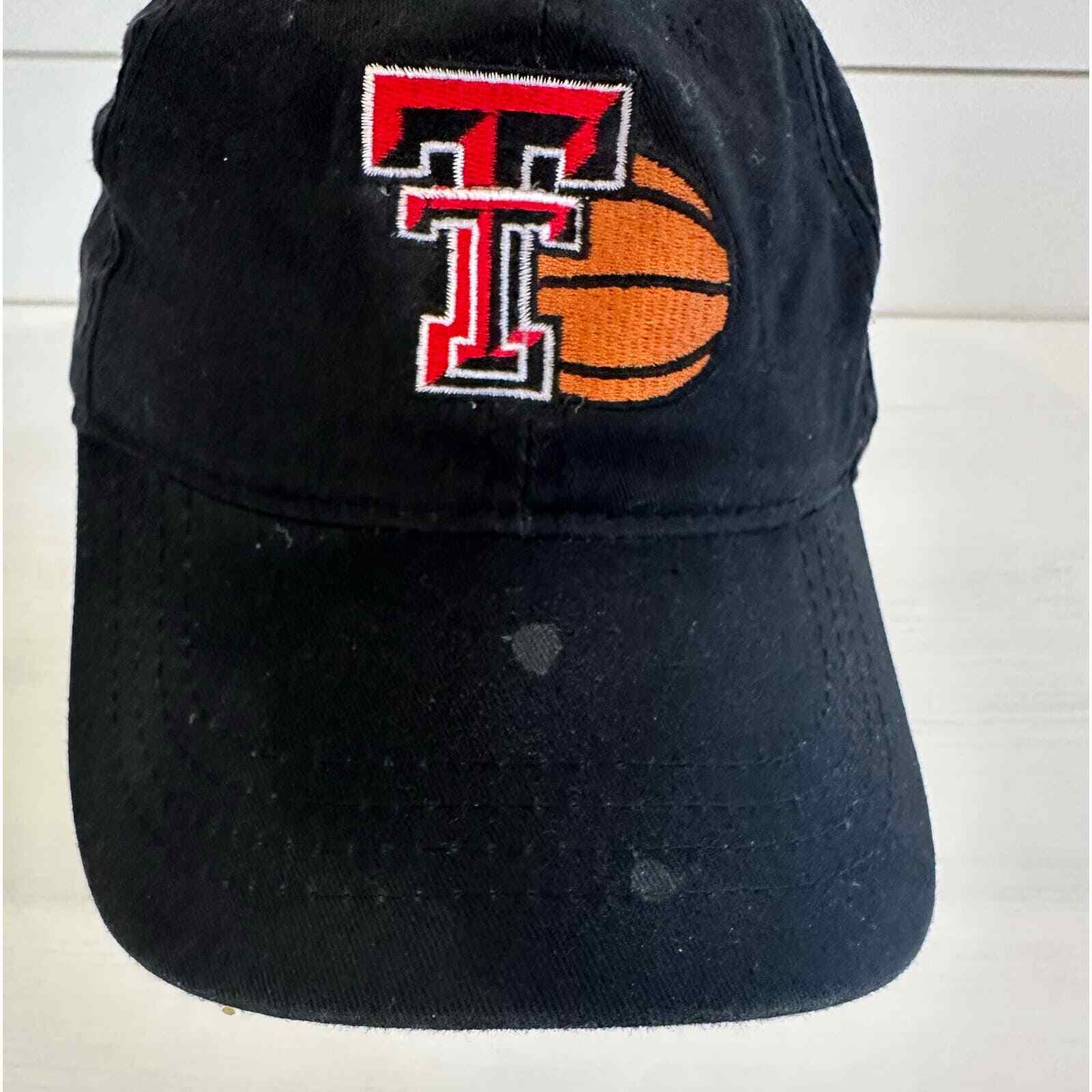 Texas Tech Double Red T Basketball Cool Fit Strap Back Adult Black Cap - Thumbnail 2