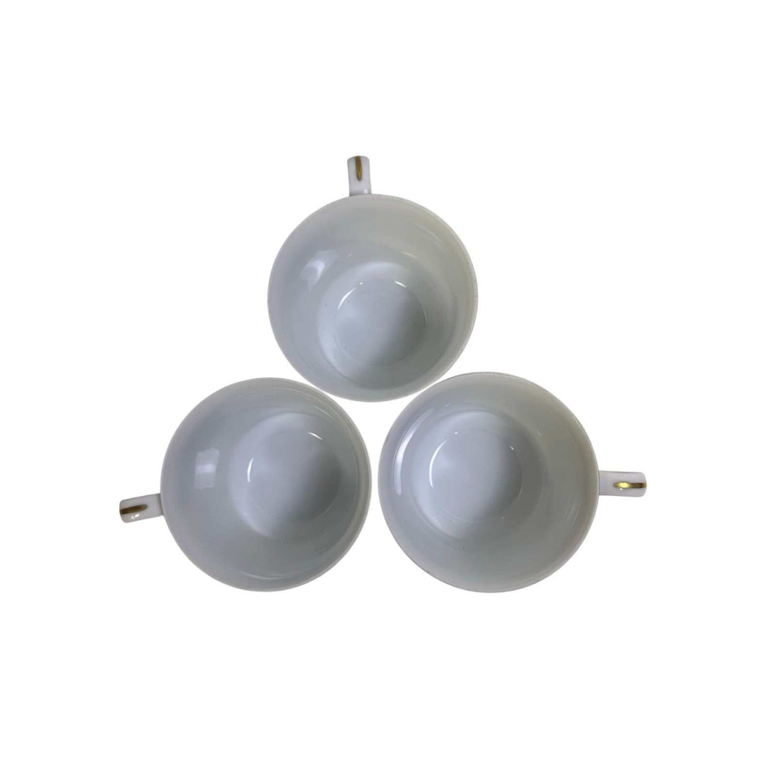 Four Crown China 'Monte Carlo' 383 Black/White/Gold Flat Cups-Set of 3-Excellent - Thumbnail 3