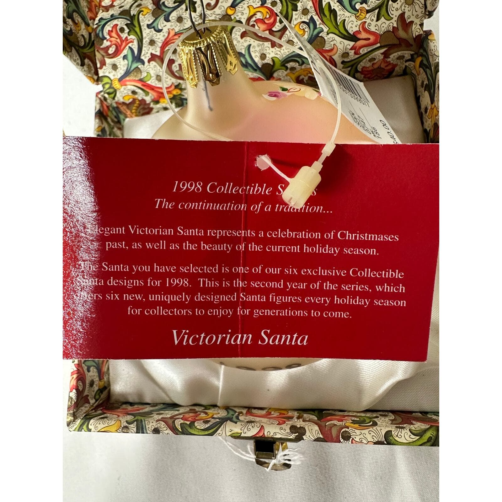 Dillard's 1998 "Victorian Santa" Hand Painted Signed Christmas Ornament-NEW! - Thumbnail 4