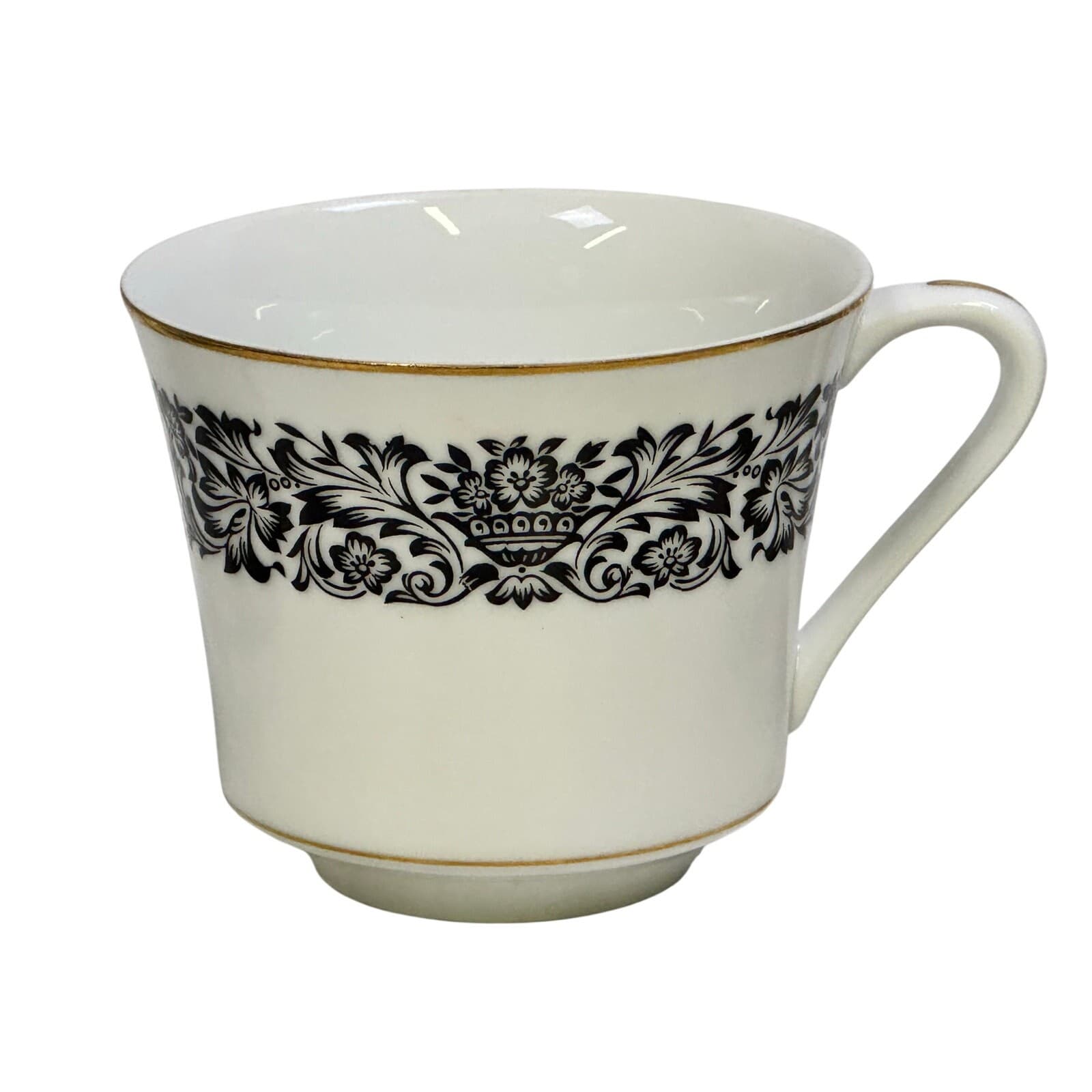 Four Crown China 'Monte Carlo' 383 Black/White/Gold Flat Cups-Set of 3-Excellent - Thumbnail 2