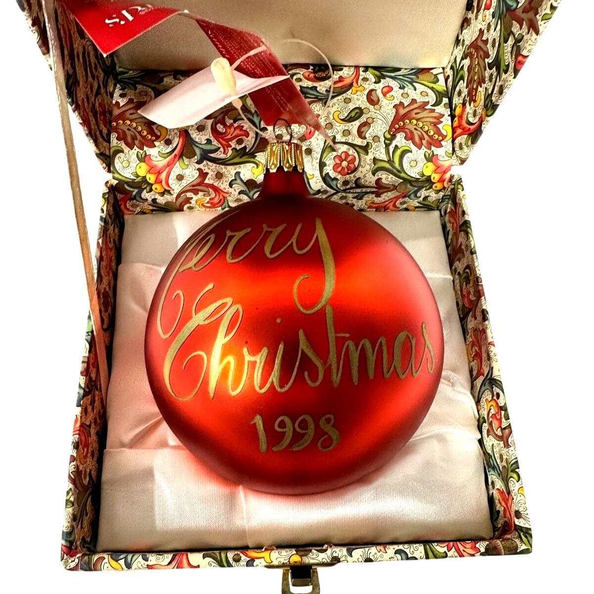 Dillard's 1998 “Natural Santa” Hand Painted Signed Christmas Ornament-NEW! - Thumbnail 3