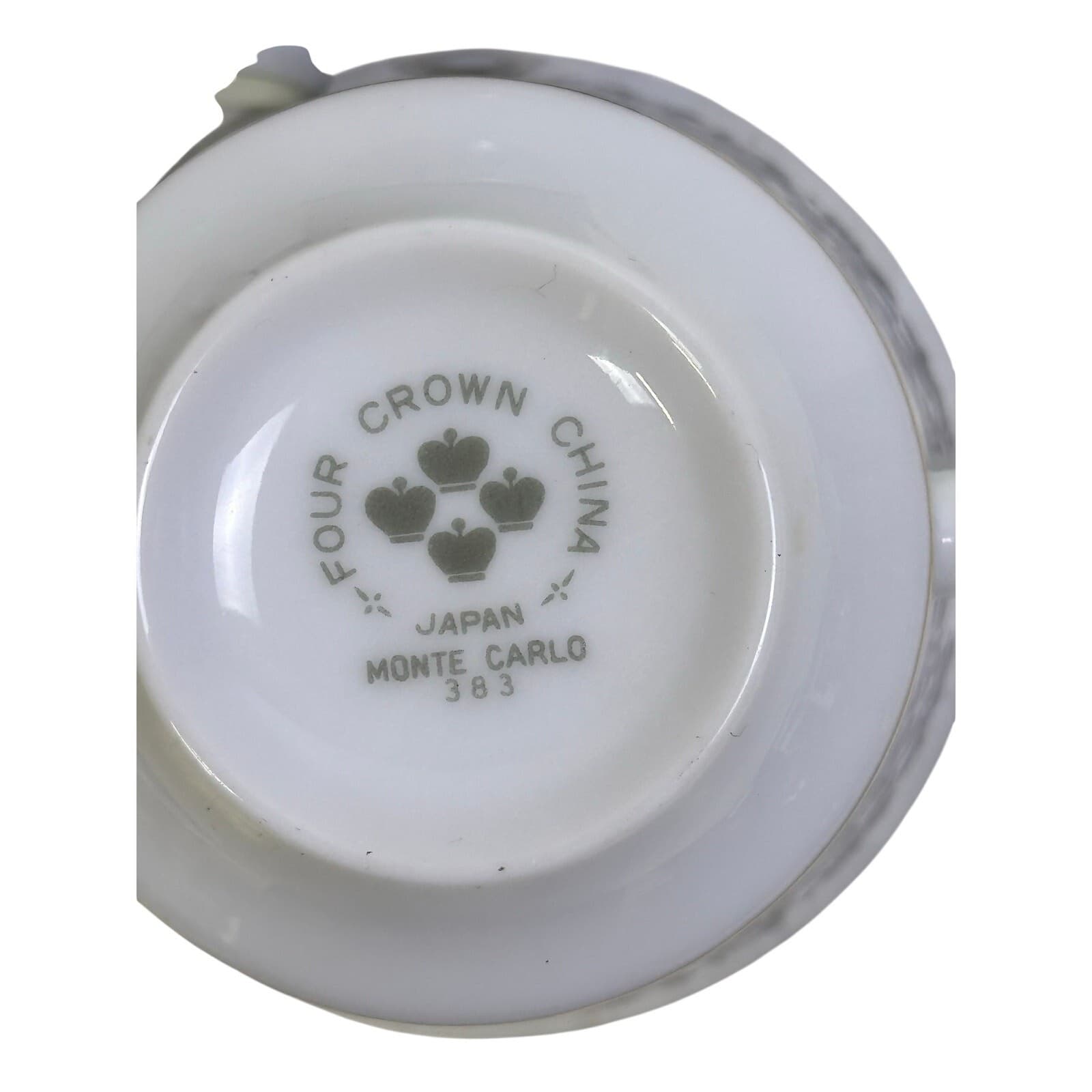 Four Crown China 'Monte Carlo' 383 Black/White/Gold Flat Cups-Set of 3-Excellent - Thumbnail 5