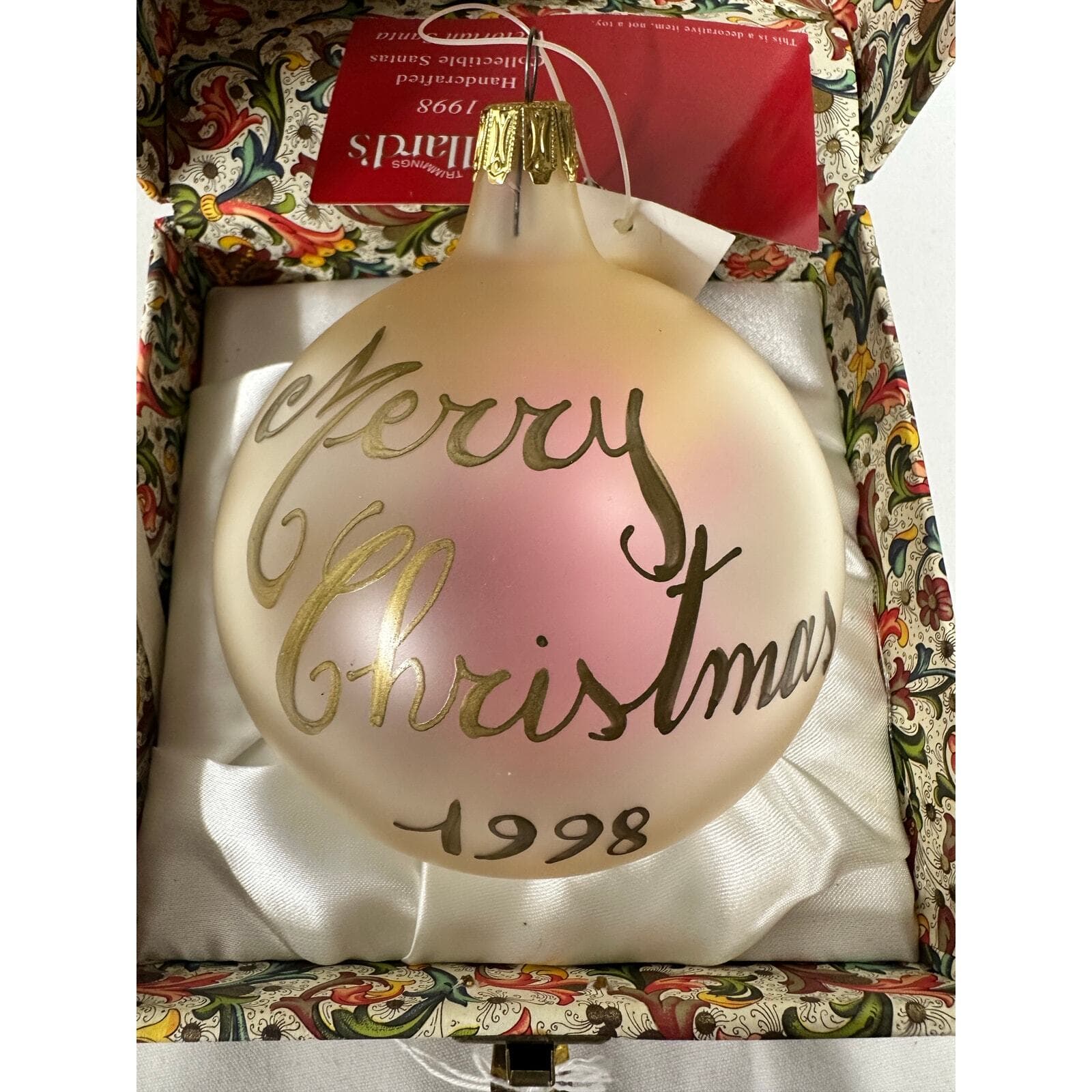 Dillard's 1998 "Victorian Santa" Hand Painted Signed Christmas Ornament-NEW! - Thumbnail 3
