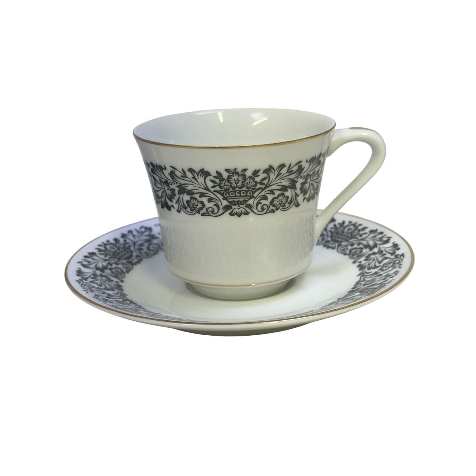 Four Crown China 'Monte Carlo' 383 Black/White/Gold 6-PC Place Setting-Excellent - Thumbnail 3