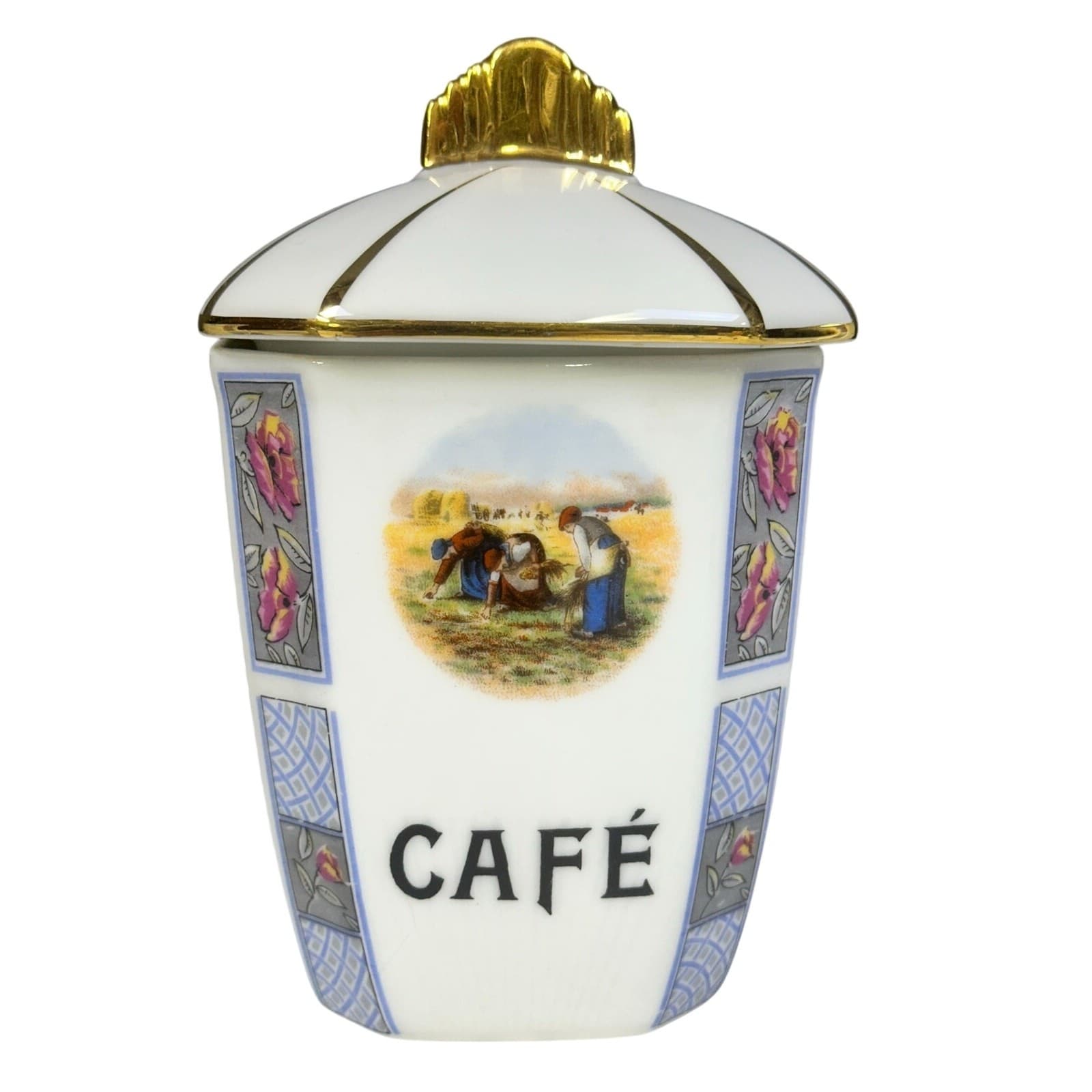 Antique Extremely Rare Limoges French Porcelain Hand Painted Canisters-Set of 6 - Thumbnail 4