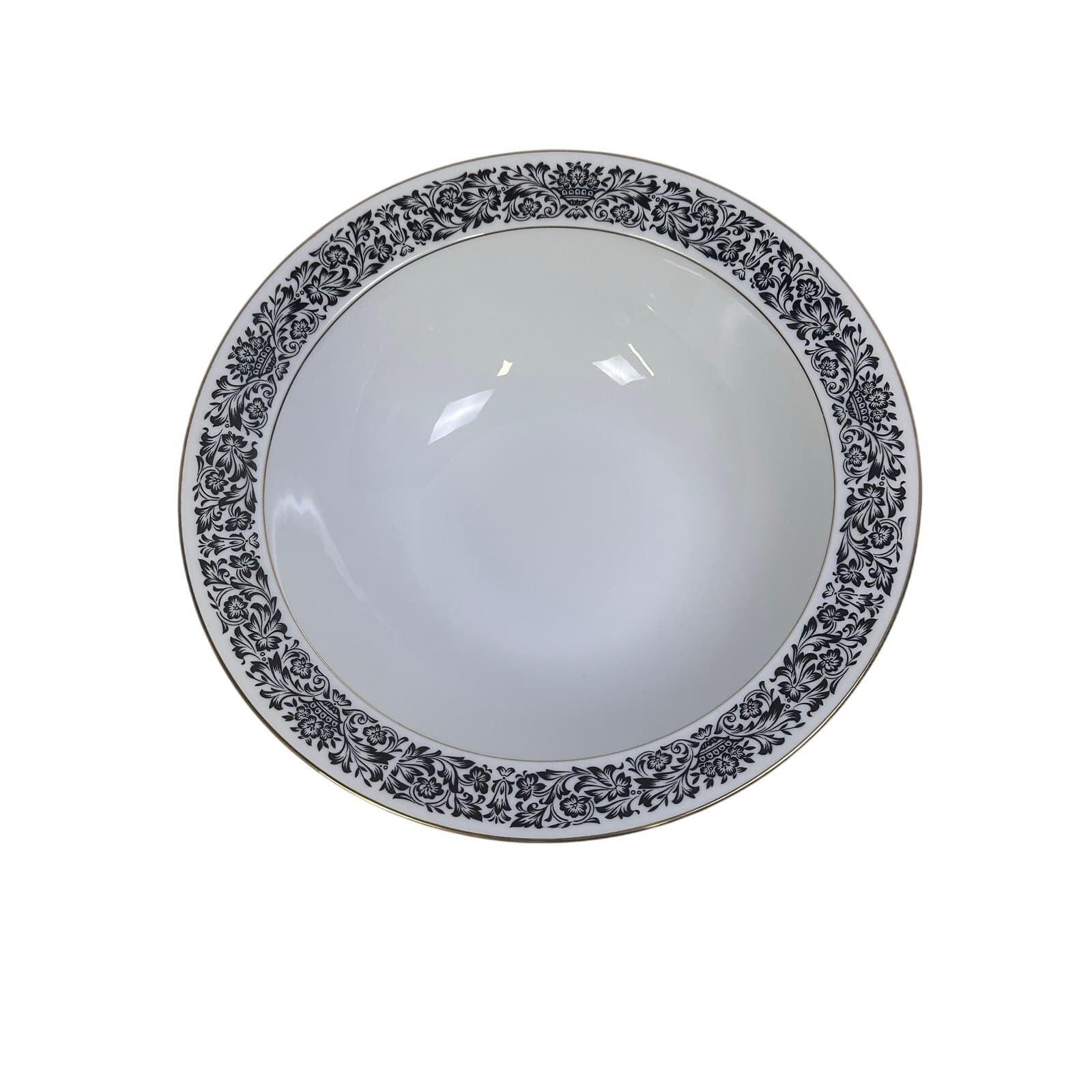 Four Crown China 'Monte Carlo' 383 Black/White/Gold Round Serving Bowl-Excellent - Thumbnail 2