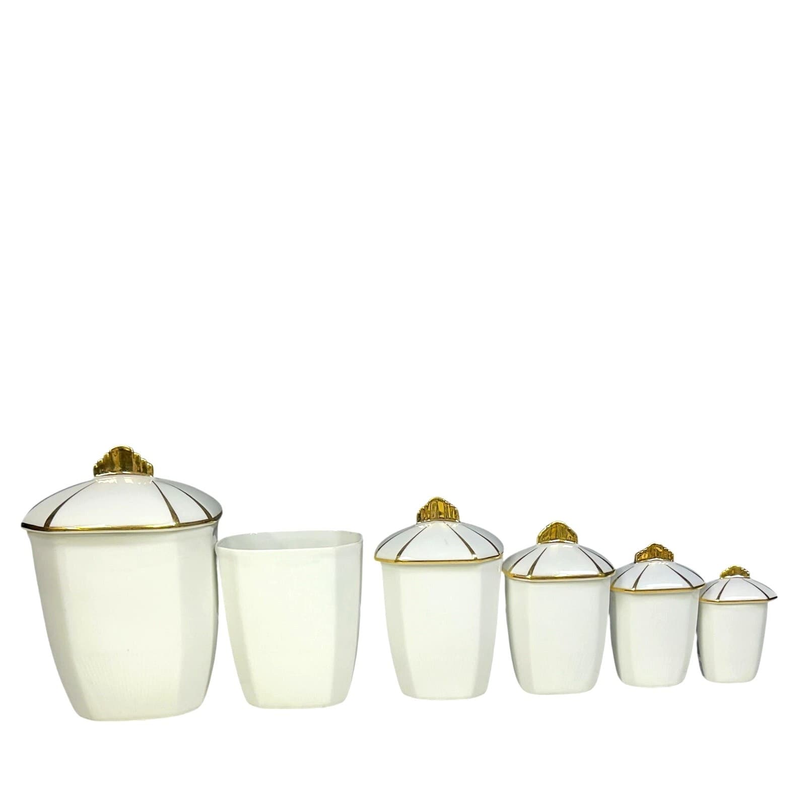 Antique Extremely Rare Limoges French Porcelain Hand Painted Canisters-Set of 6 - Thumbnail 9