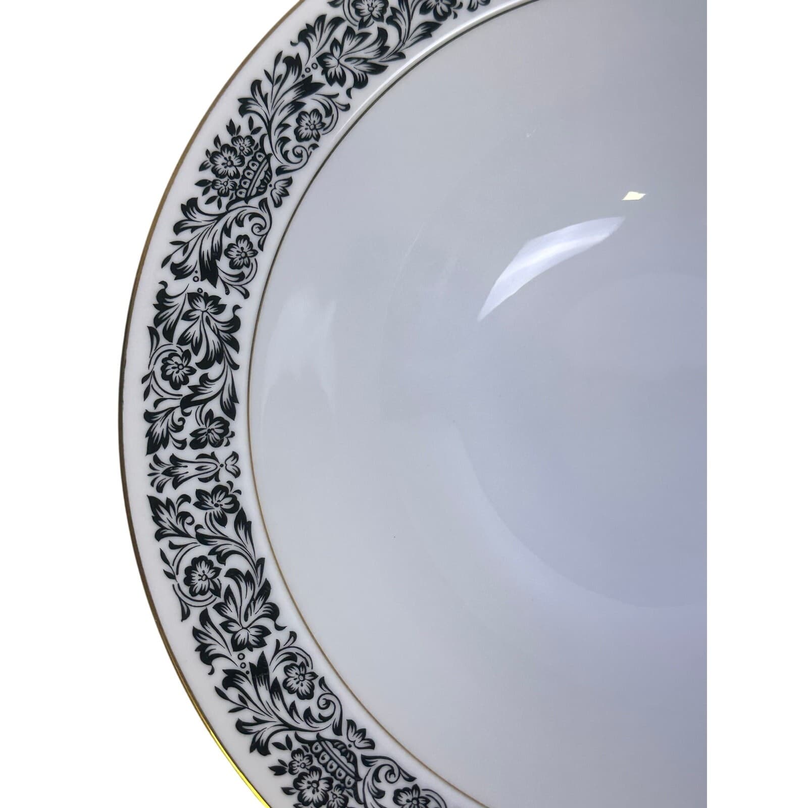 Four Crown China 'Monte Carlo' 383 Black/White/Gold Round Serving Bowl-Excellent - Thumbnail 3