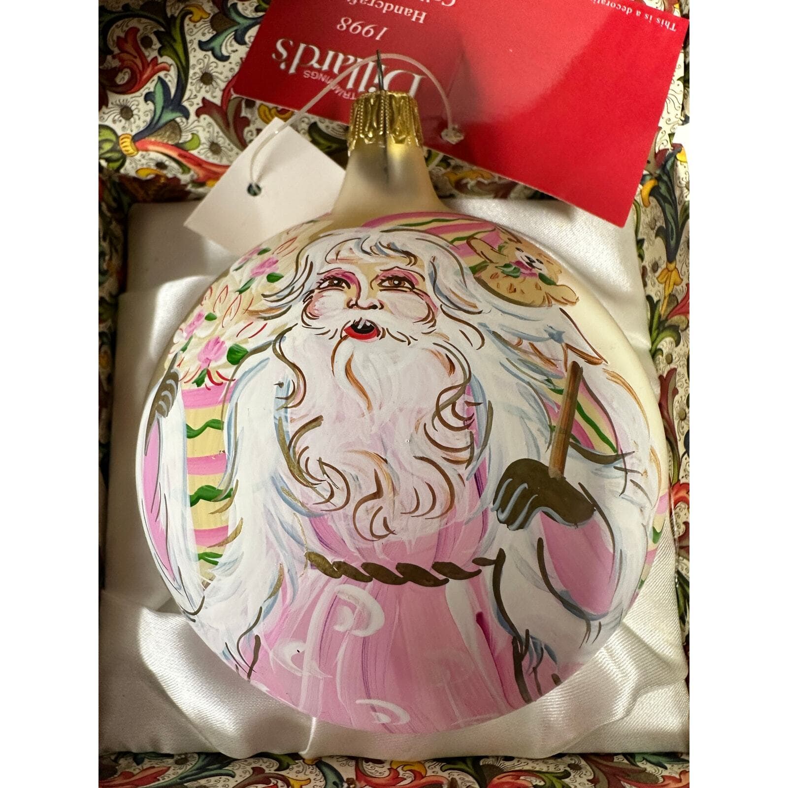Dillard's 1998 "Victorian Santa" Hand Painted Signed Christmas Ornament-NEW! - Thumbnail 2
