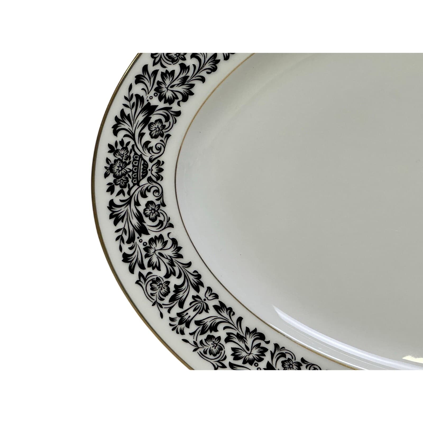 Four Crown China 'Monte Carlo' 383 Black/White/Gold Large Oval Platter-Excellent - Thumbnail 2
