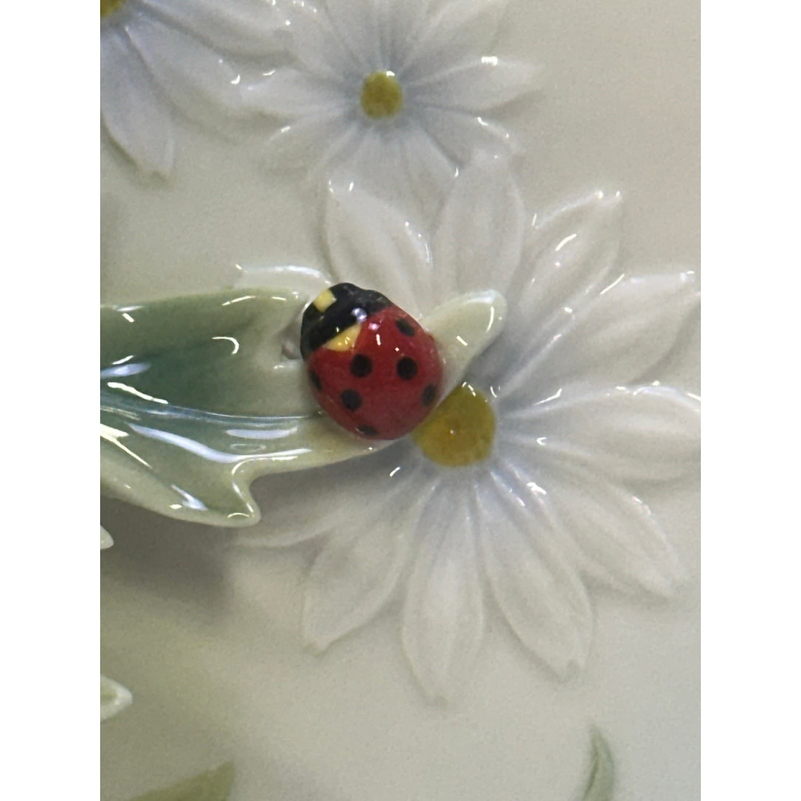 Franz Porcelain Ladybug Design Sculptured Porcelain FZ00594 Dessert Plate Tray - Thumbnail 5