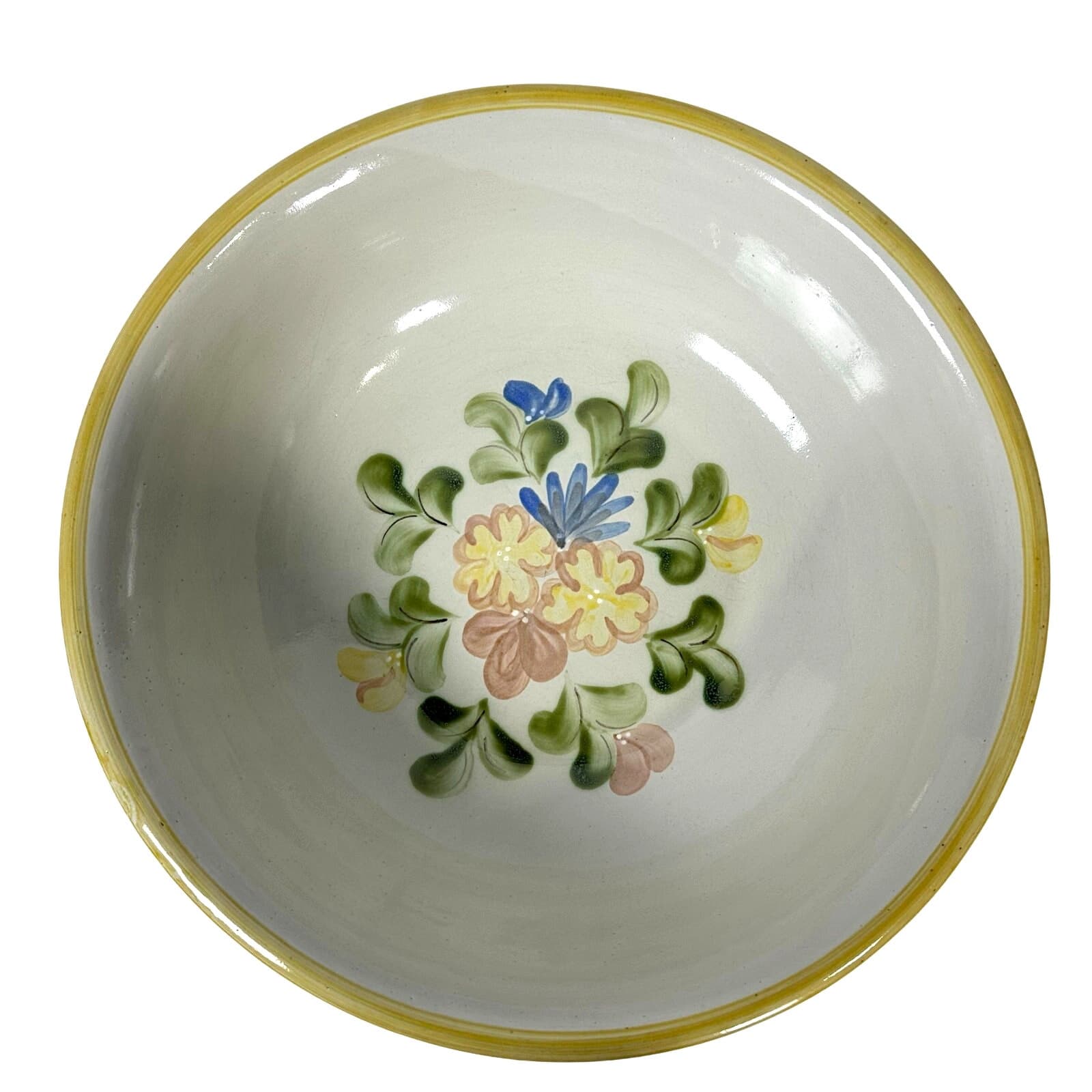 Louisville Stoneware Retired Yellow Country Flower Large 15" Serving Bowl-Rare! - Thumbnail 2