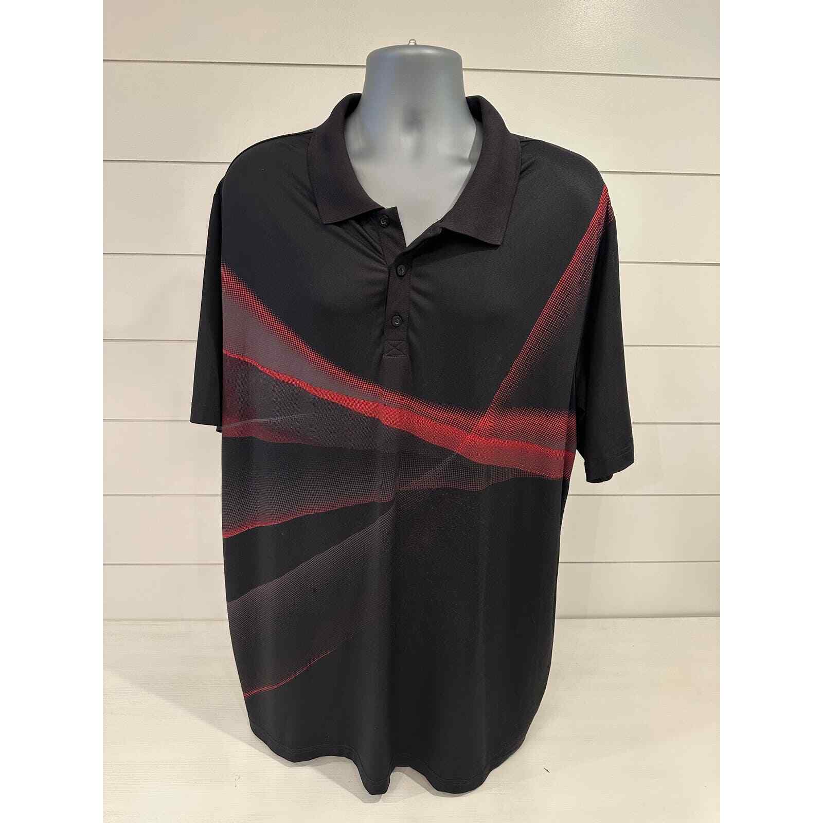 Fila Sport Men’s Short Sleeve Golf Shirt Red & Black Geometric Size 2XL