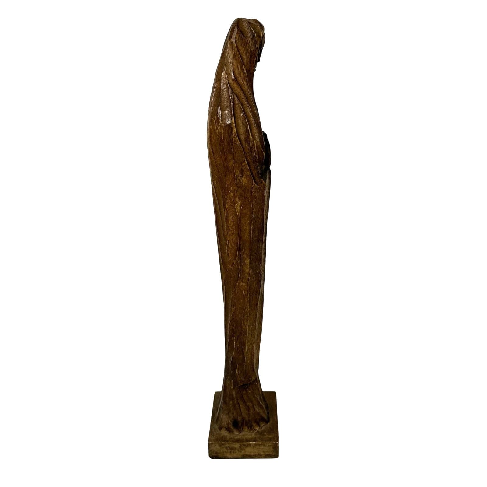 Hand Carved Wooden Madonna Tall 15" Vintage Statue - Thumbnail 6
