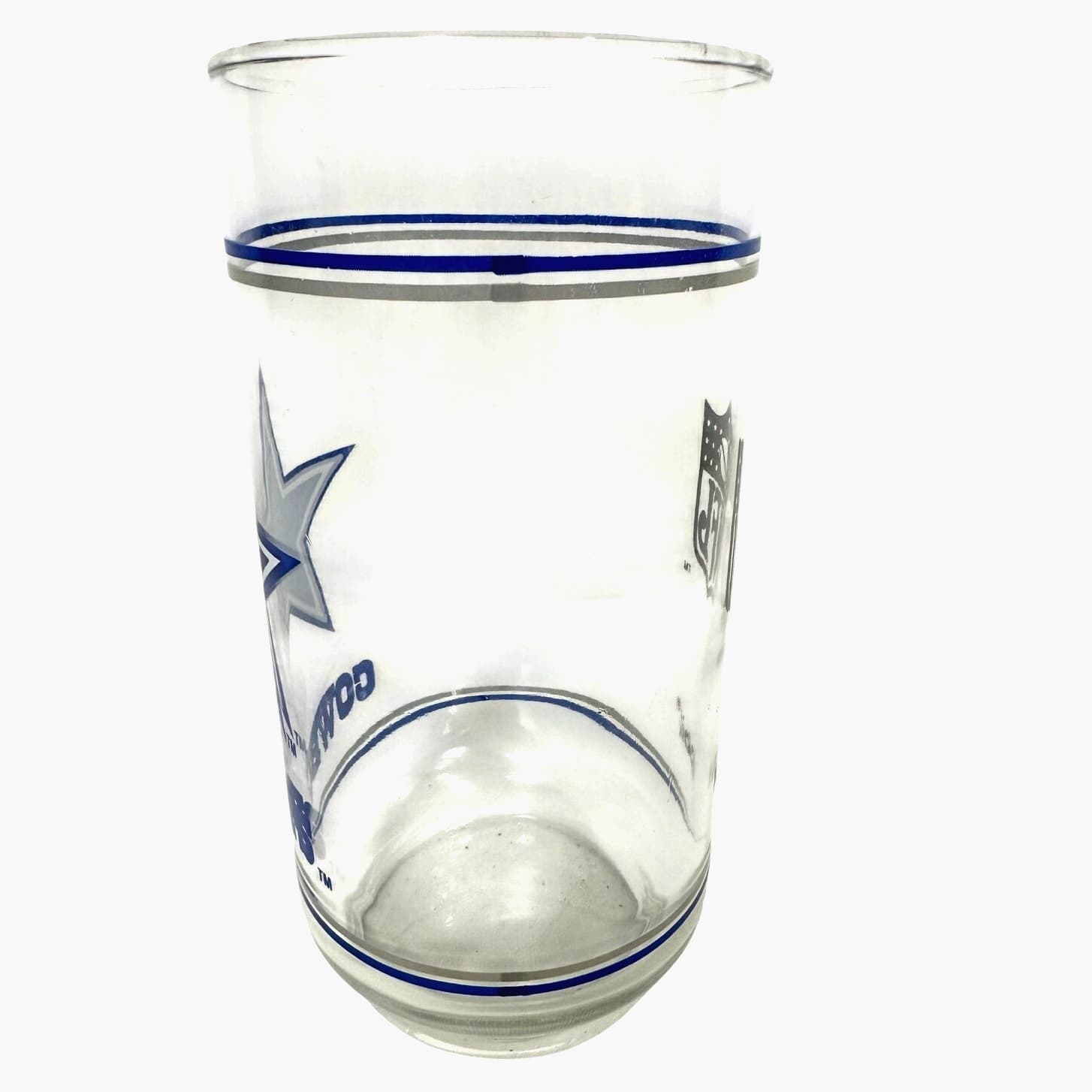 NFL Dallas Cowboys Vintage 1980's Mobil 12-Ounce Blue Star Glass Tumbler - Thumbnail 2