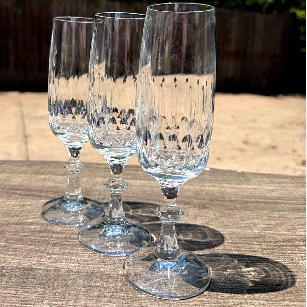 Schott Zwiesel Tango Crystal Champagne Flutes Set of 3 Retired Etched Z