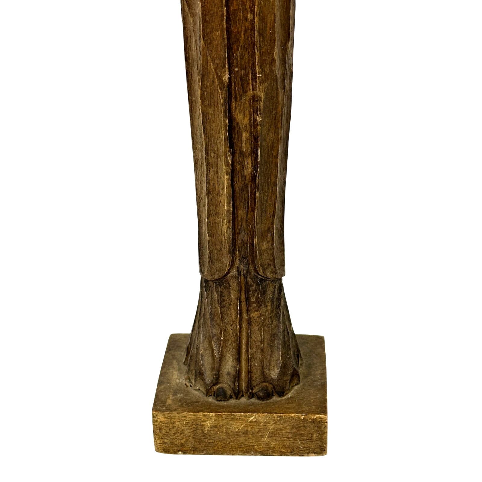 Hand Carved Wooden Madonna Tall 15" Vintage Statue - Thumbnail 3