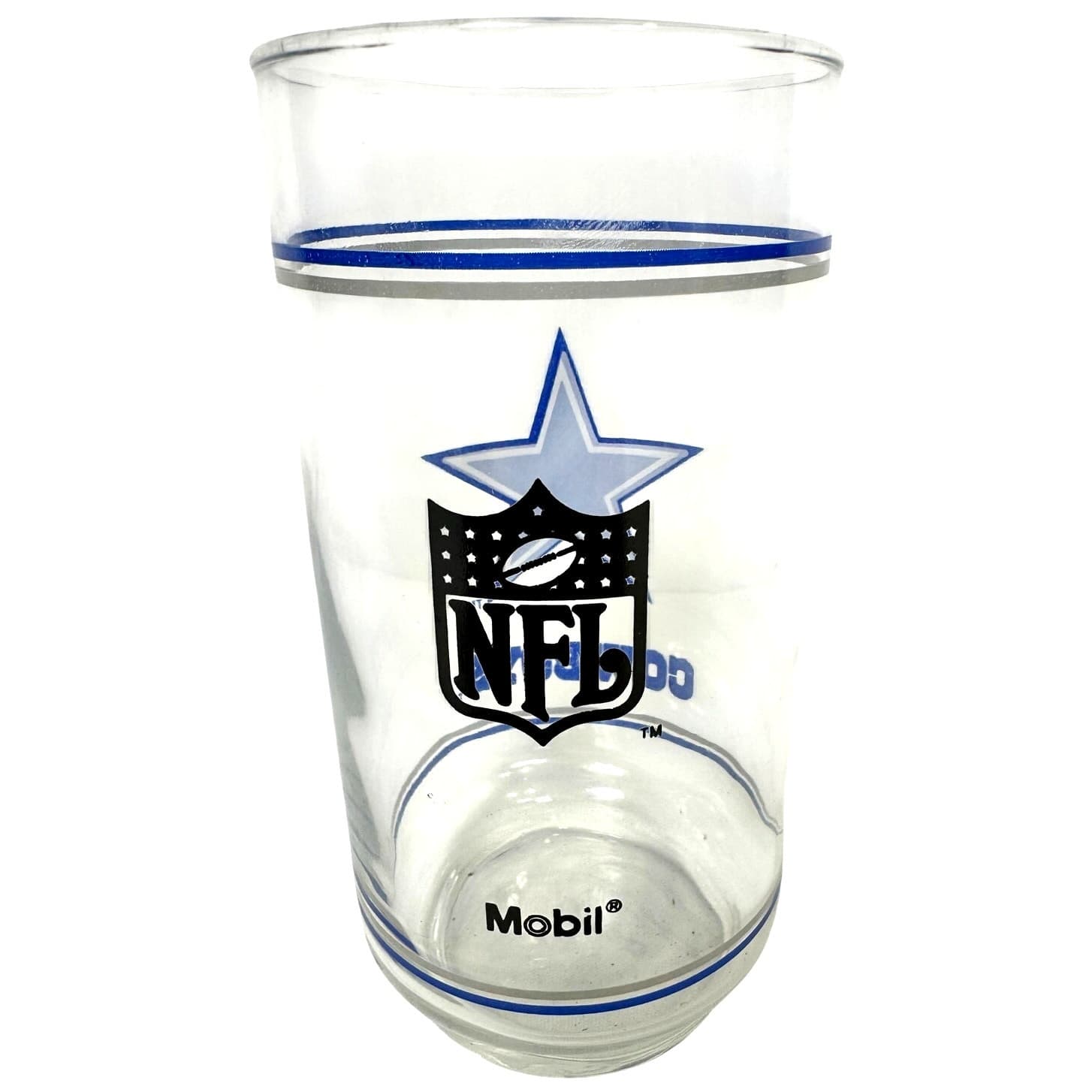 NFL Dallas Cowboys Vintage 1980's Mobil 12-Ounce Blue Star Glass Tumbler - Thumbnail 3