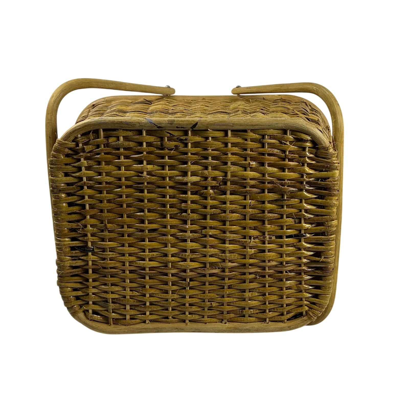 Wicker Vintage Picnic Basket Lined with Double Handles - Thumbnail 13