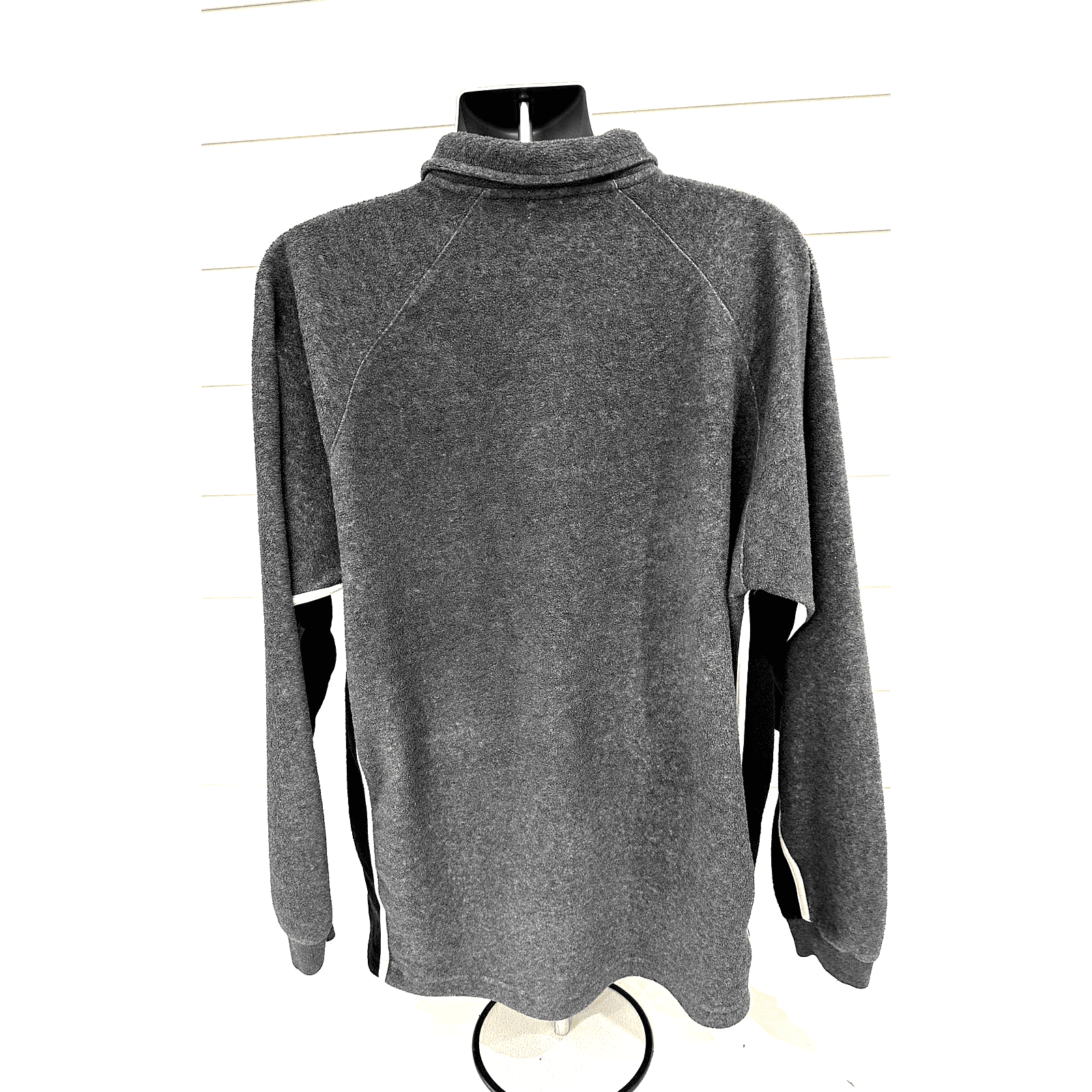 Fila Men's Fleece Zipper Pull Over Long Sleeve Gray & Black-XL - Thumbnail 2