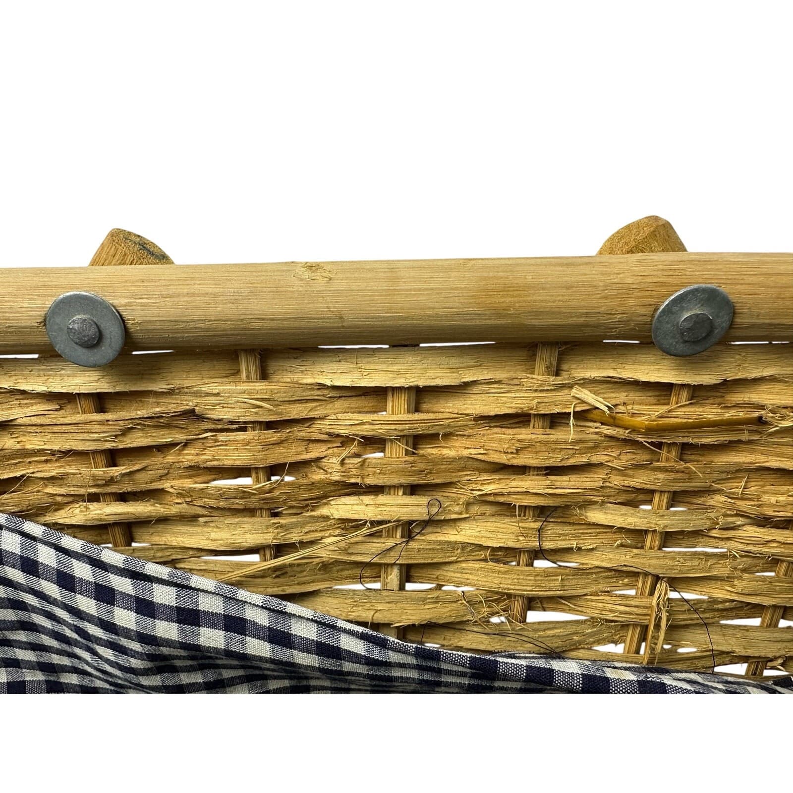 Wicker Vintage Picnic Basket Lined with Double Handles - Thumbnail 11