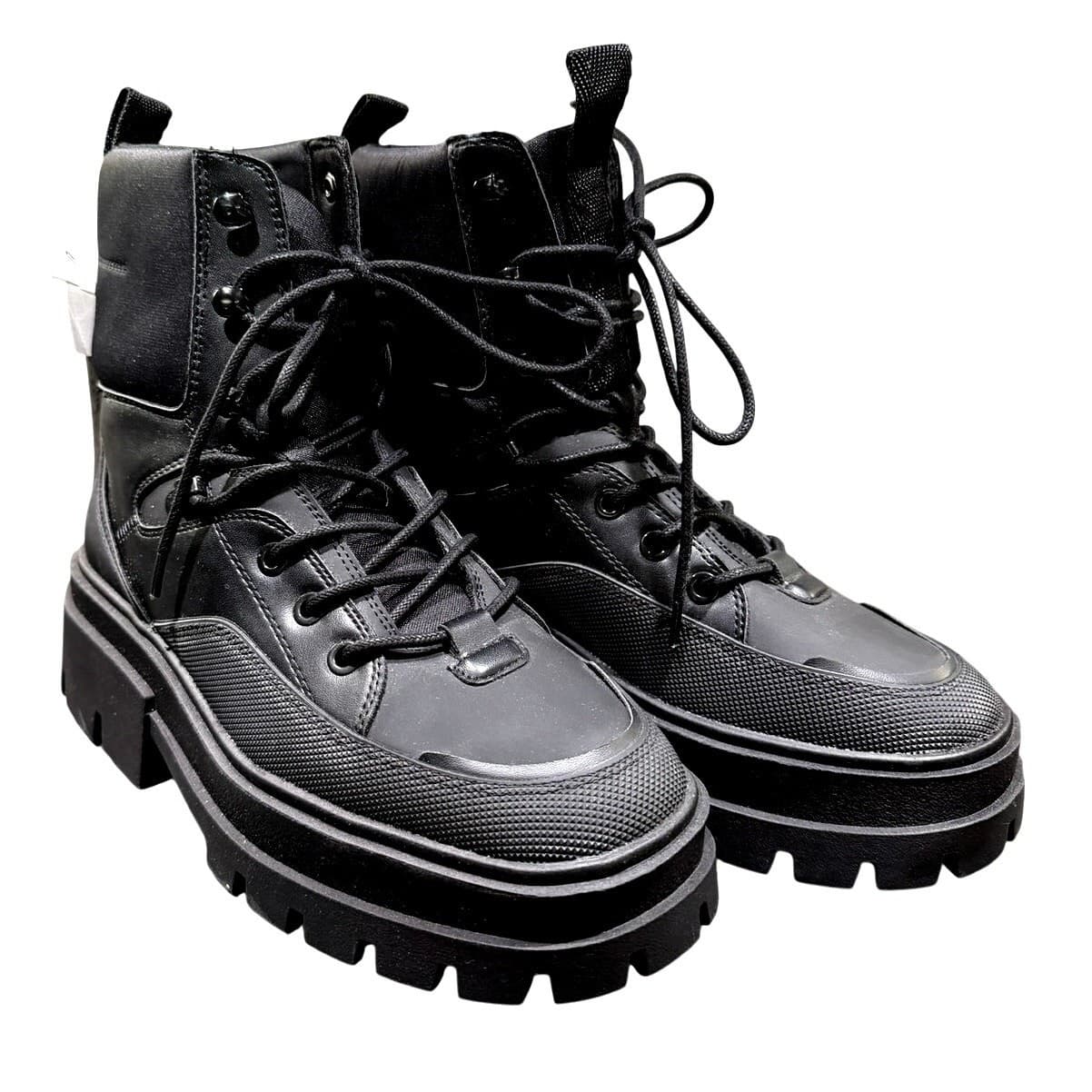 ZARA Z1B Platform Combat Boots Black Chunky Lug Sole Lace Up NWT Women's 6.5