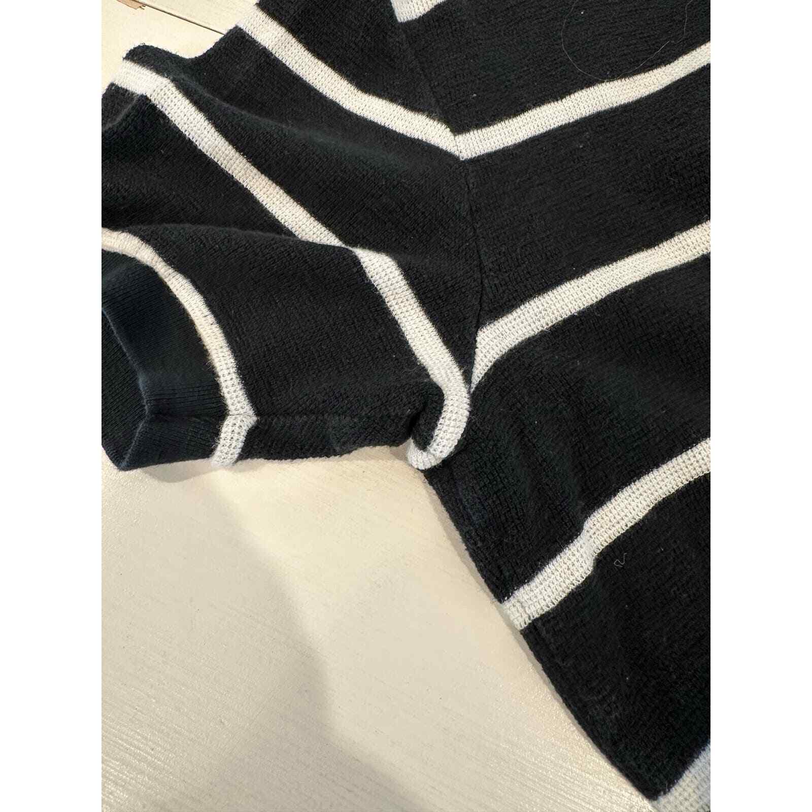 Polo Ralph Lauren Blue Label Black w/ White Stripes Open Knit Polo Shirt XL - Thumbnail 7
