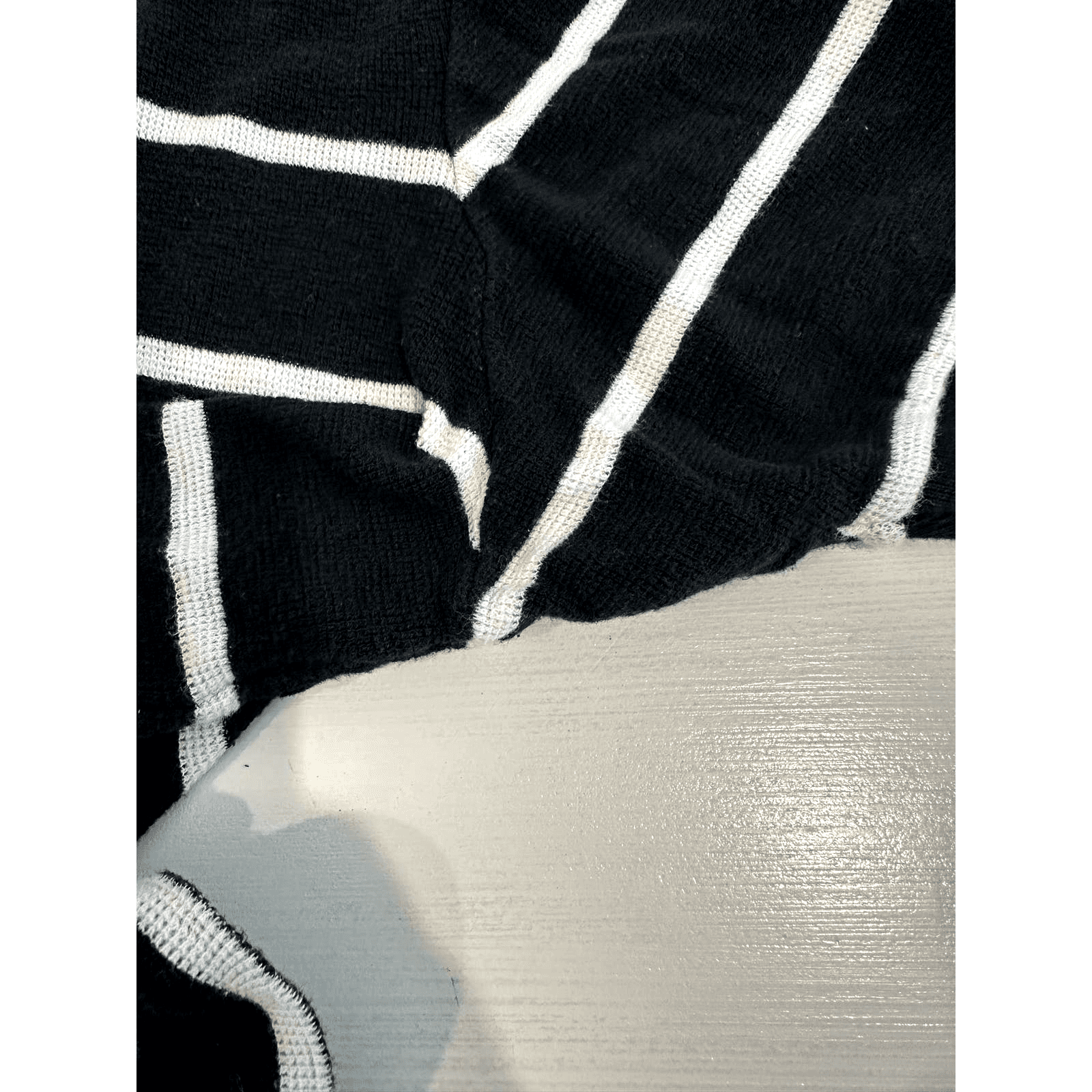 Polo Ralph Lauren Blue Label Black w/ White Stripes Open Knit Polo Shirt XL - Thumbnail 10