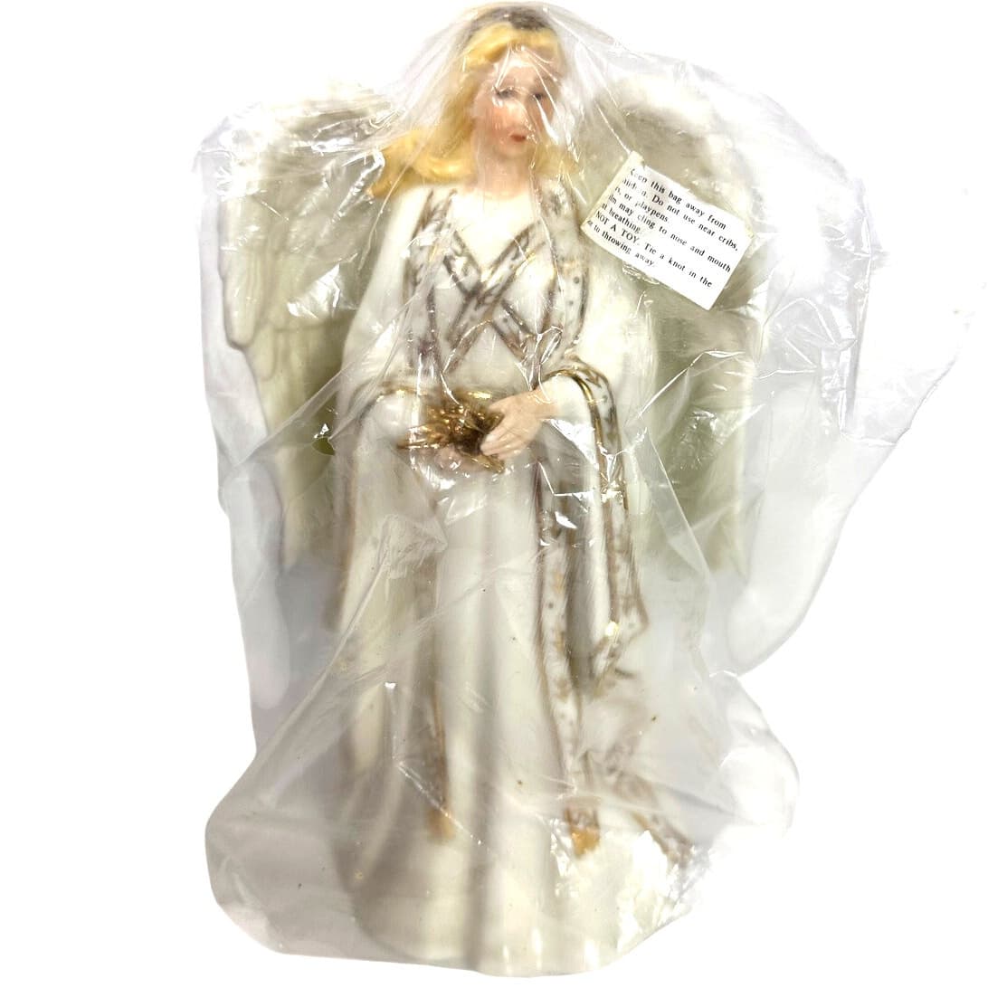 Dillard's Trimmings Vintage 10" Ceramic Musical Christmas Angel Ivory Gold-NEW! - Thumbnail 4