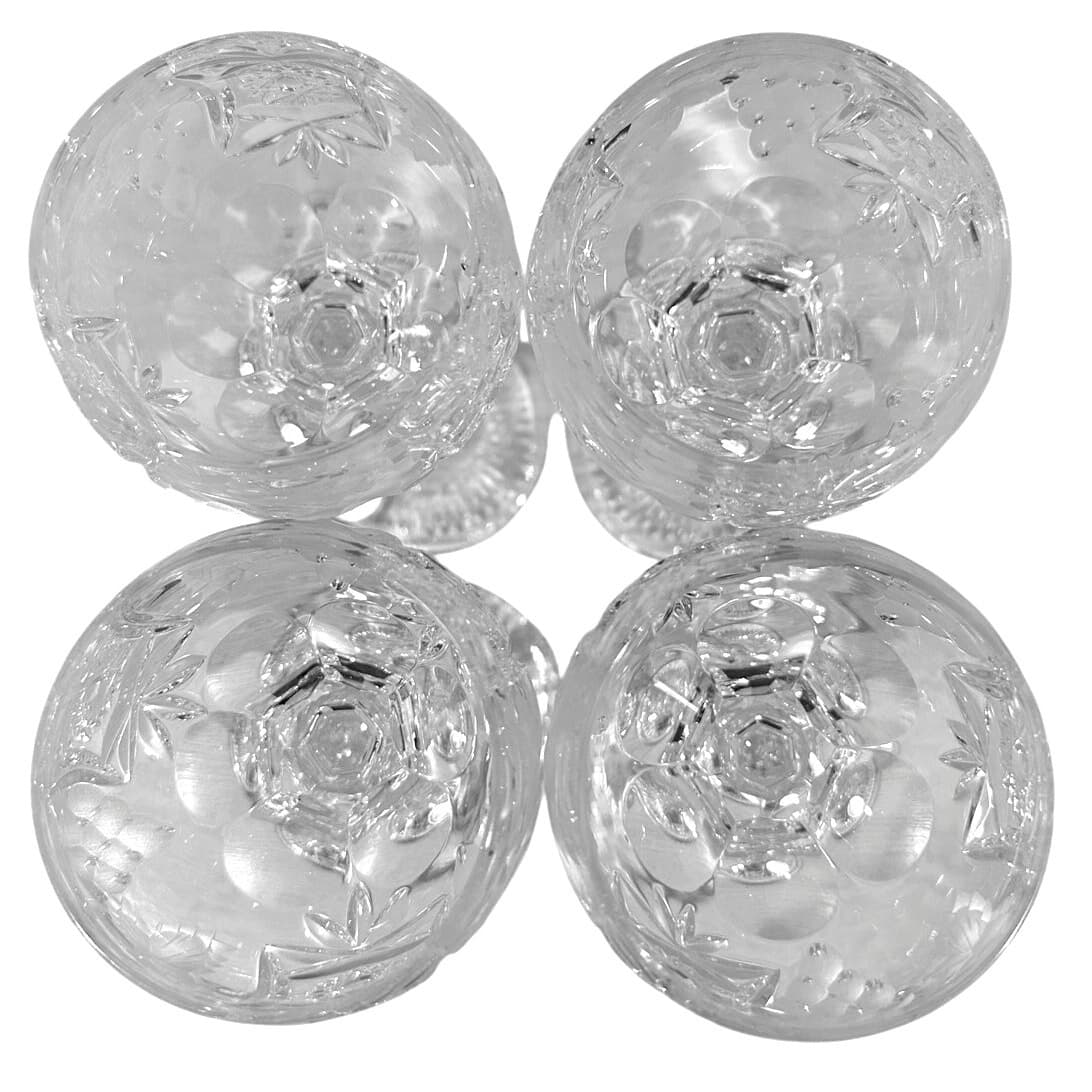 Nachtmann Traube 6.75” Tall Cut Crystal Hock Cordials Germany-NEW-Mint-Set of 4 - Thumbnail 6