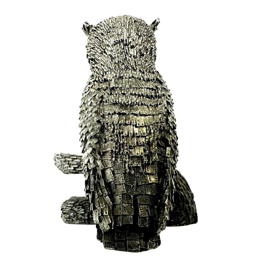 Honeywell Hudson RS Pewter Snow Barn Owl Computer Chip Figurine 3" Paperweight - Thumbnail 3