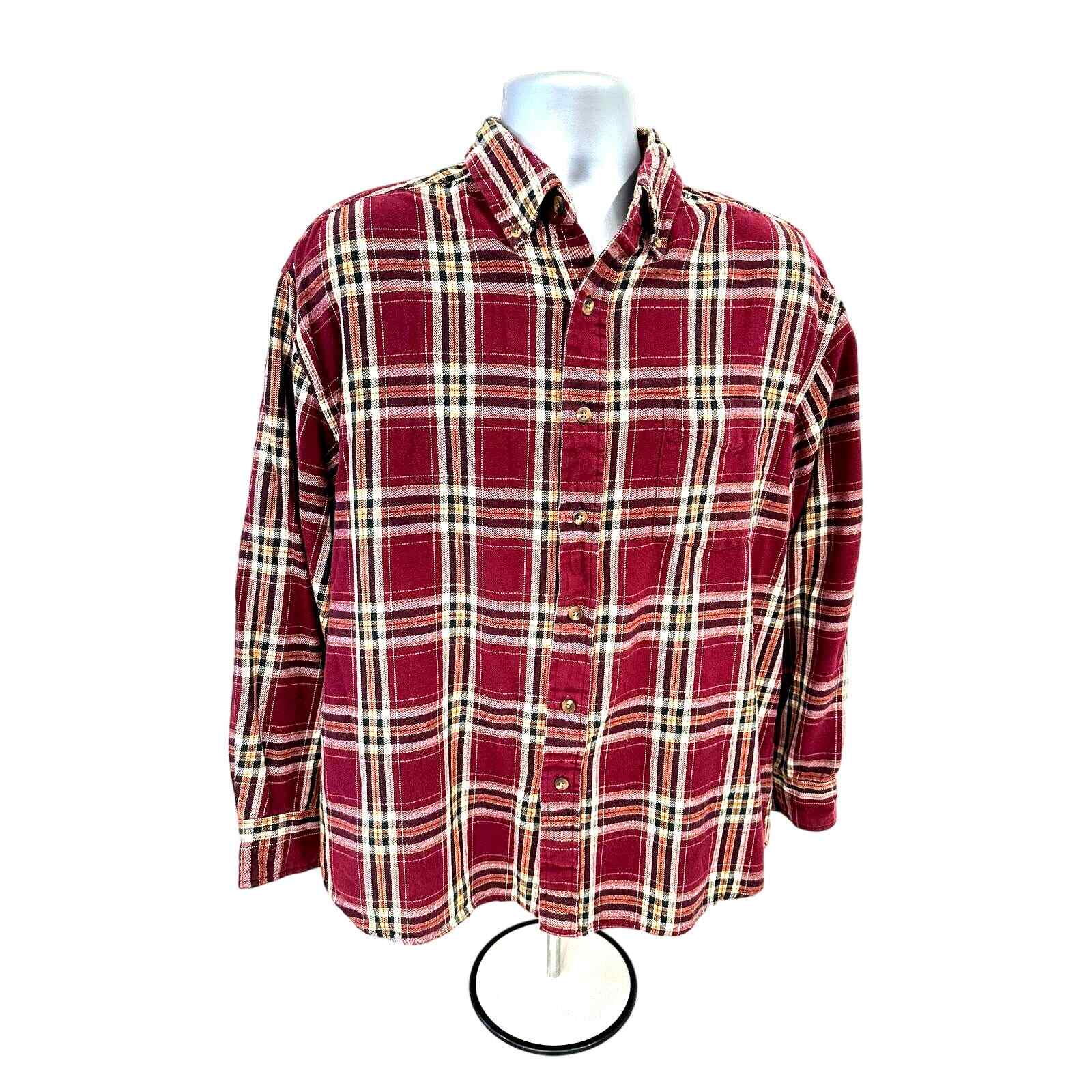 Magellan Sportswear Men’s XL Burgundy Plaid Flannel Long Sleeve Shirt
