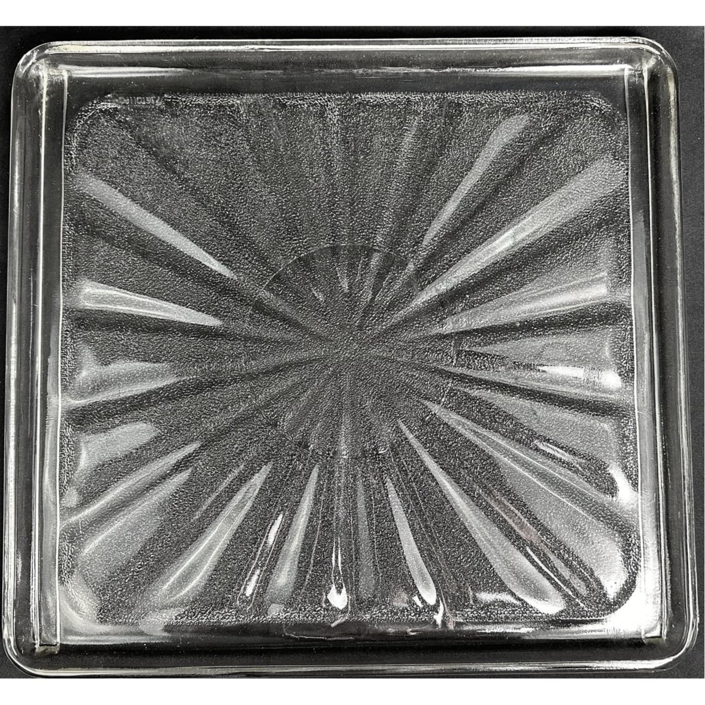 Refrigerator Tray Vintage Starburst Pattern Heavy Textured Glass 15.25" Square