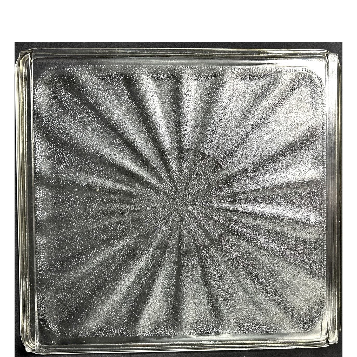 Refrigerator Tray Vintage Starburst Pattern Heavy Textured Glass 15.25" Square - Thumbnail 4